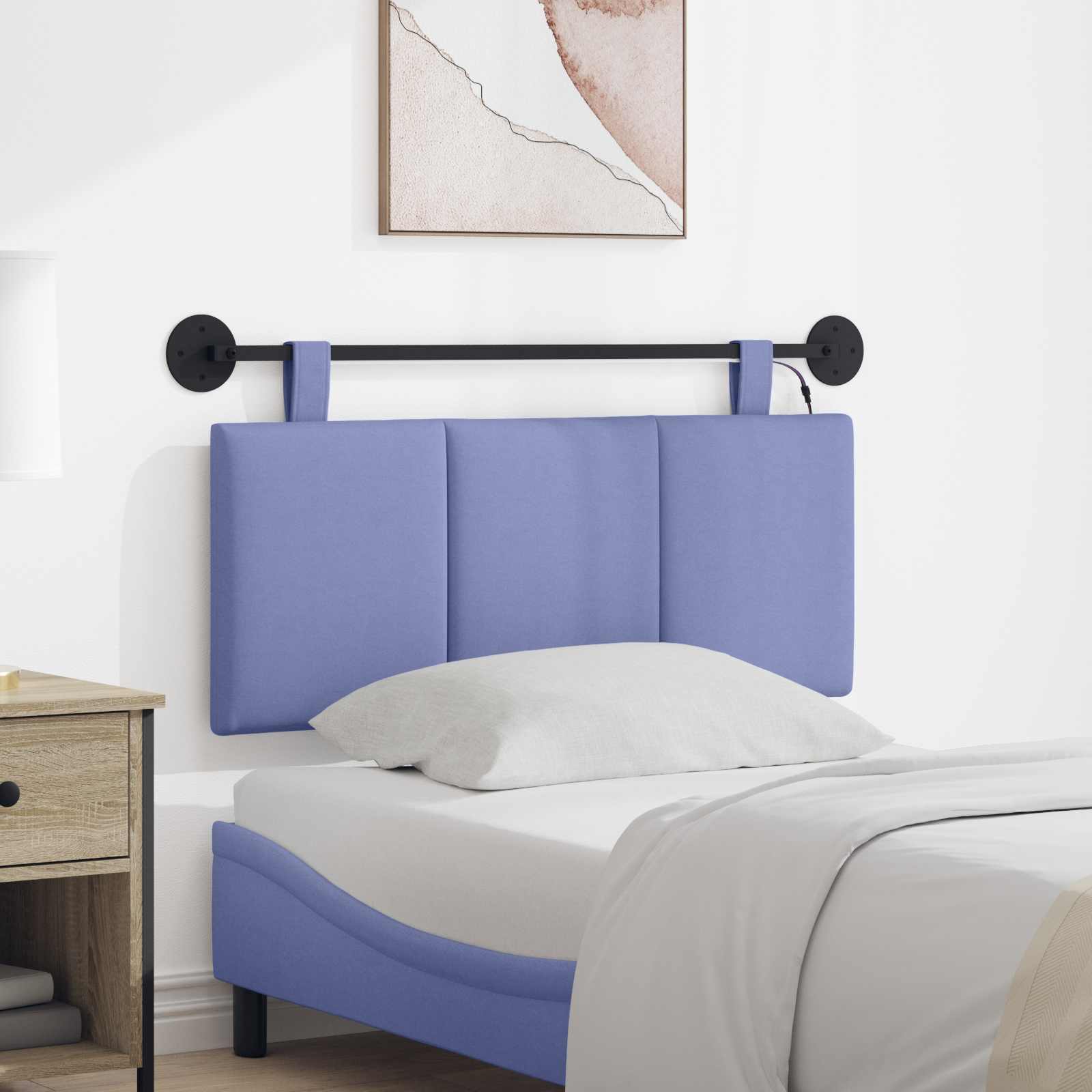 Tête de lit suspendue Avec lumière LED Bleu denim Tissu - XIOS
