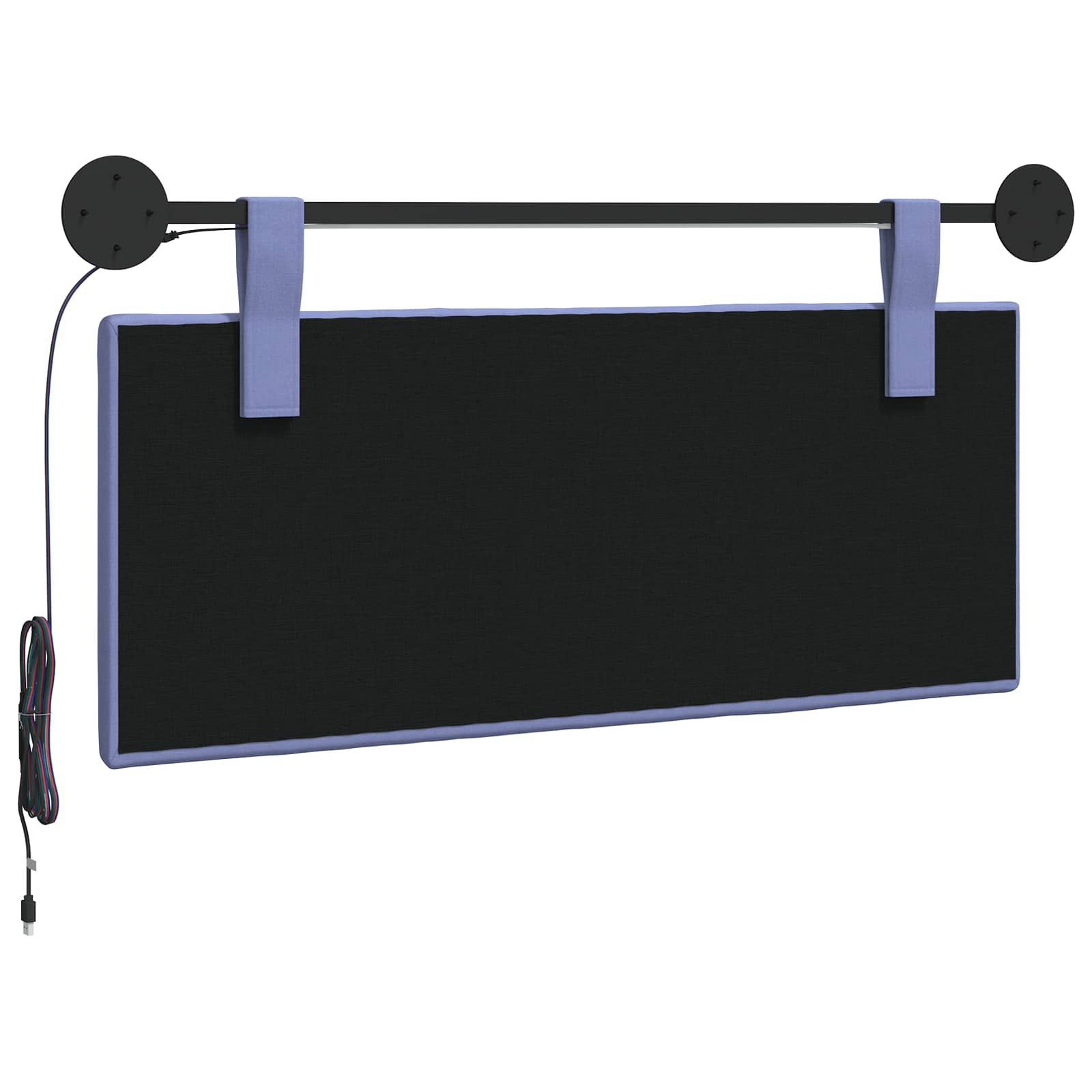Tête de lit suspendue Avec lumière LED Bleu denim Tissu - XIOS