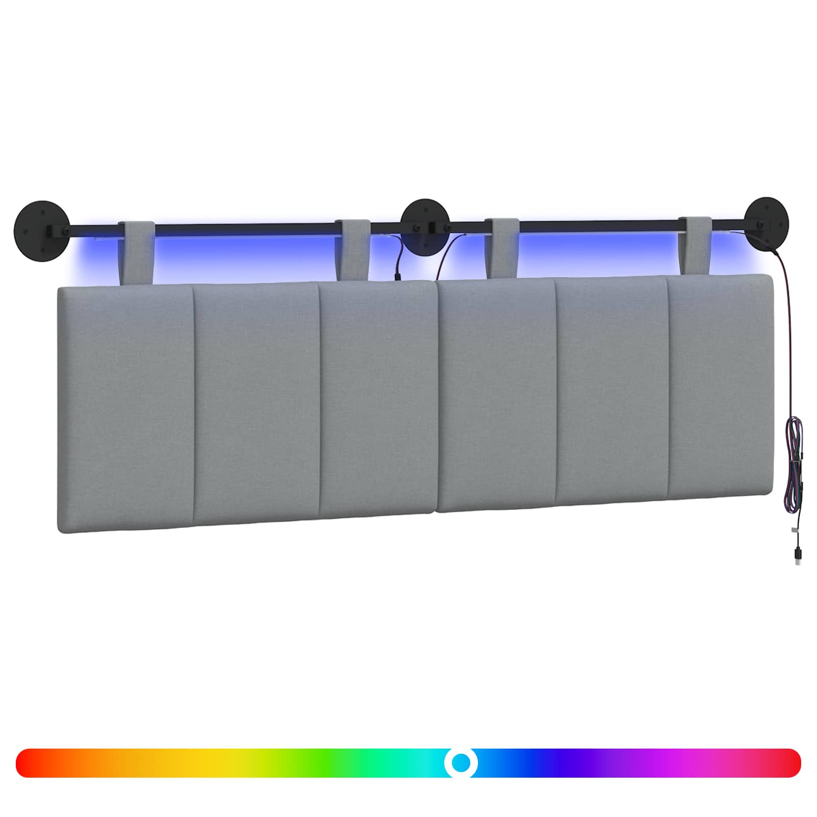 Tête de lit suspendue Avec lumière LED Gris clair Tissu - XIOS