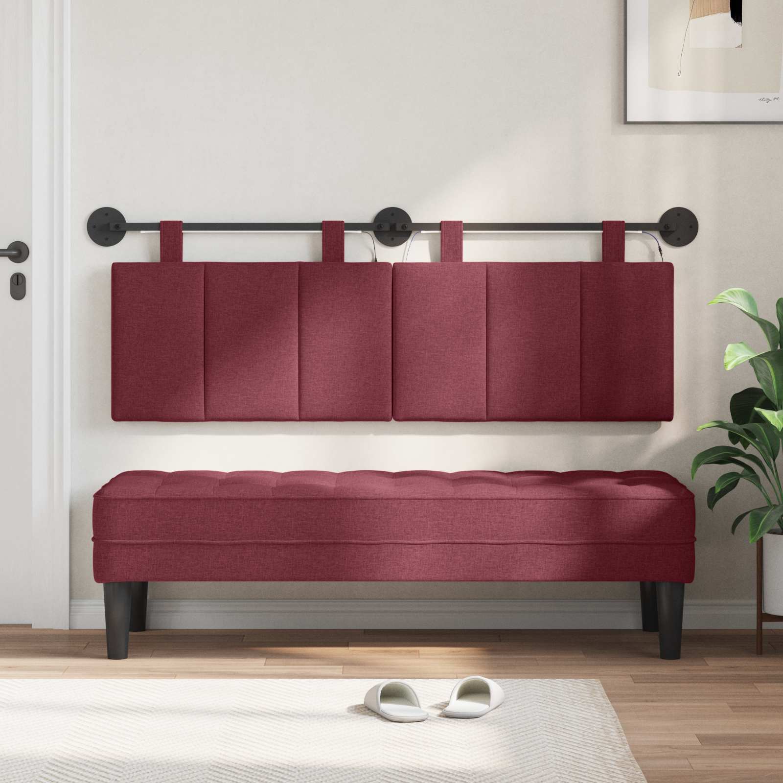 Tête de lit suspendue Avec lumière LED Bordeaux Tissu - XIOS