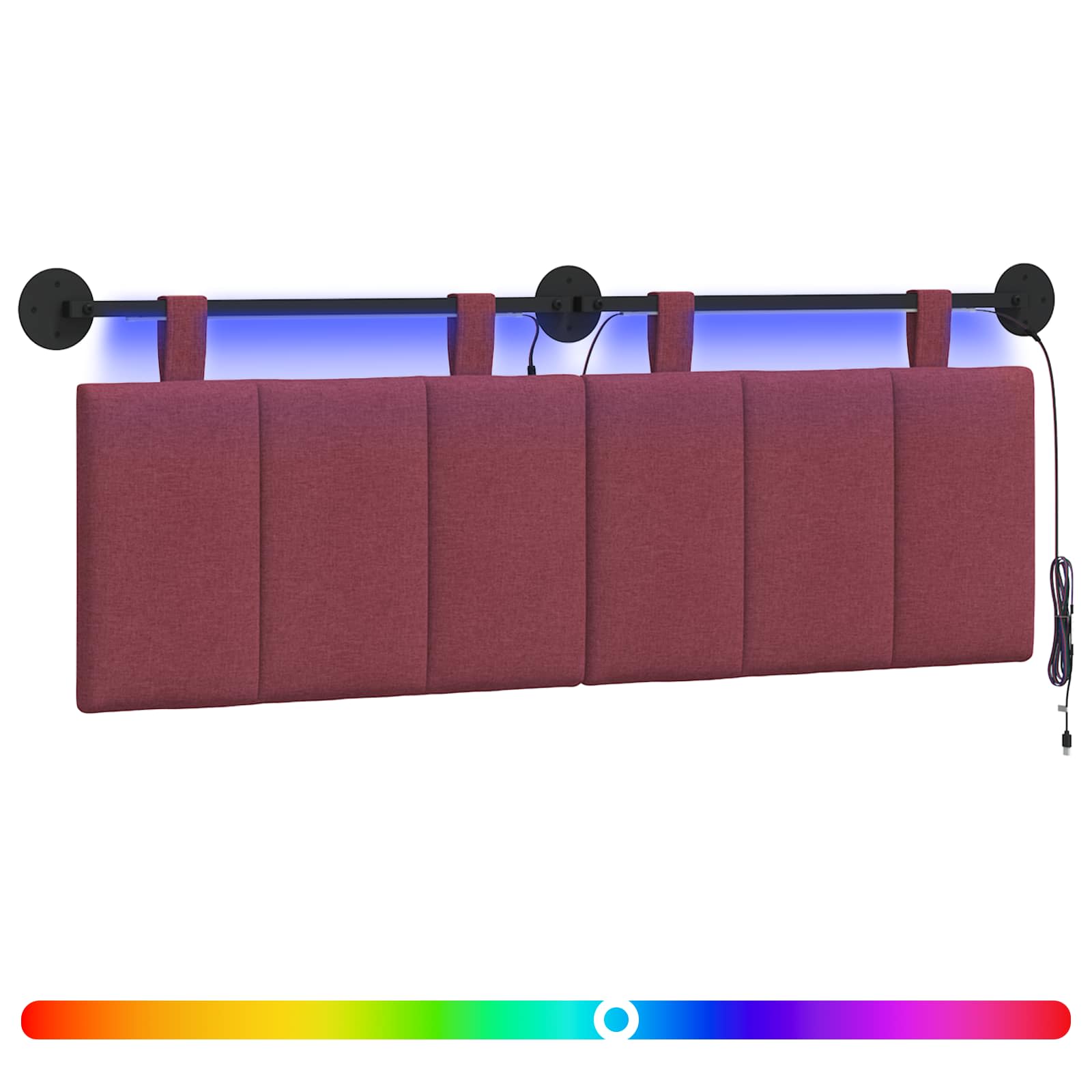 Tête de lit suspendue Avec lumière LED Bordeaux Tissu - XIOS
