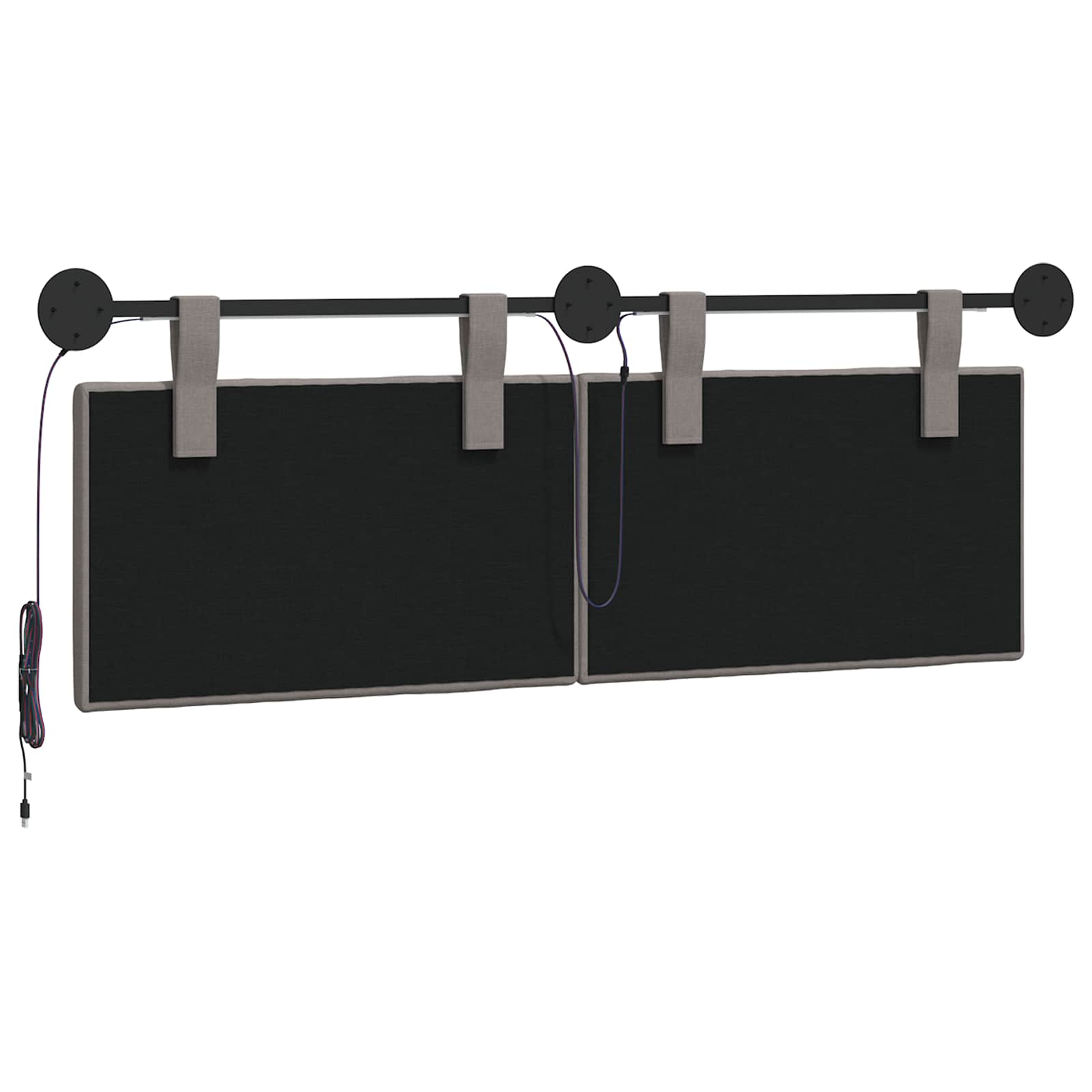 Tête de lit suspendue Avec lumière LED Taupe Tissu - XIOS