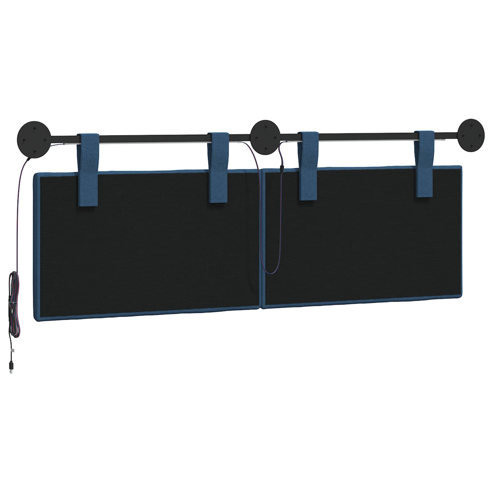 Tête de lit suspendue Avec lumière LED Bleu Tissu - XIOS