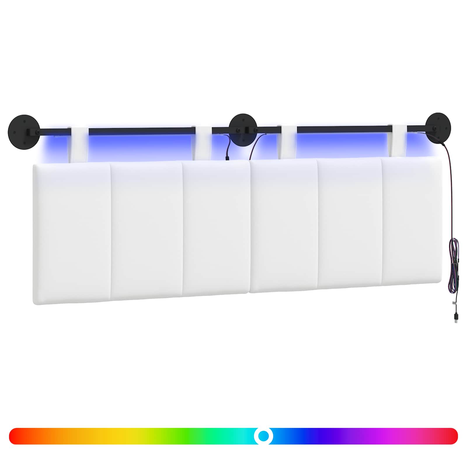 Tête de lit suspendue Avec lumière LED Blanc Tissu - XIOS