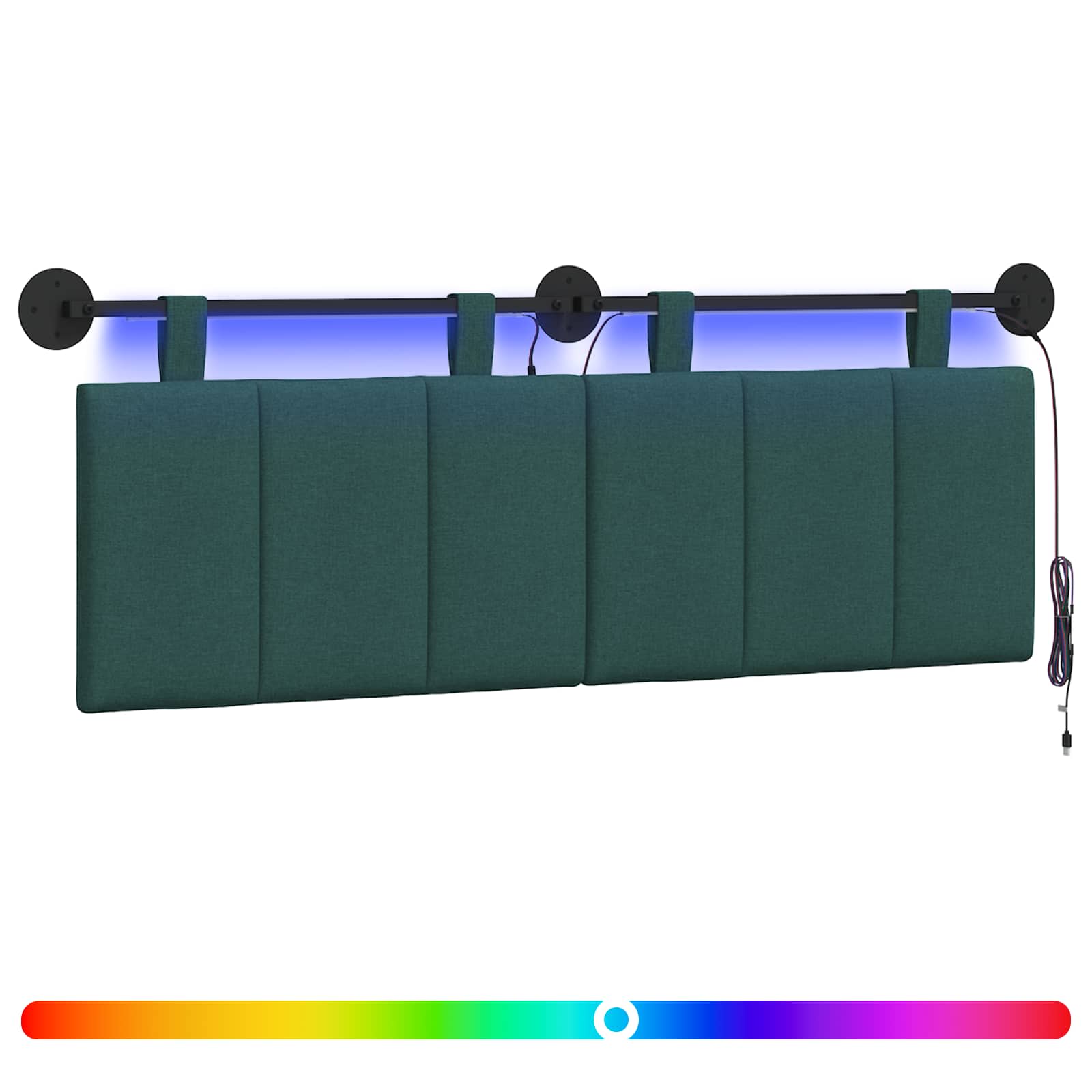 Tête de lit suspendue Avec lumière LED Vert foncé Tissu - XIOS