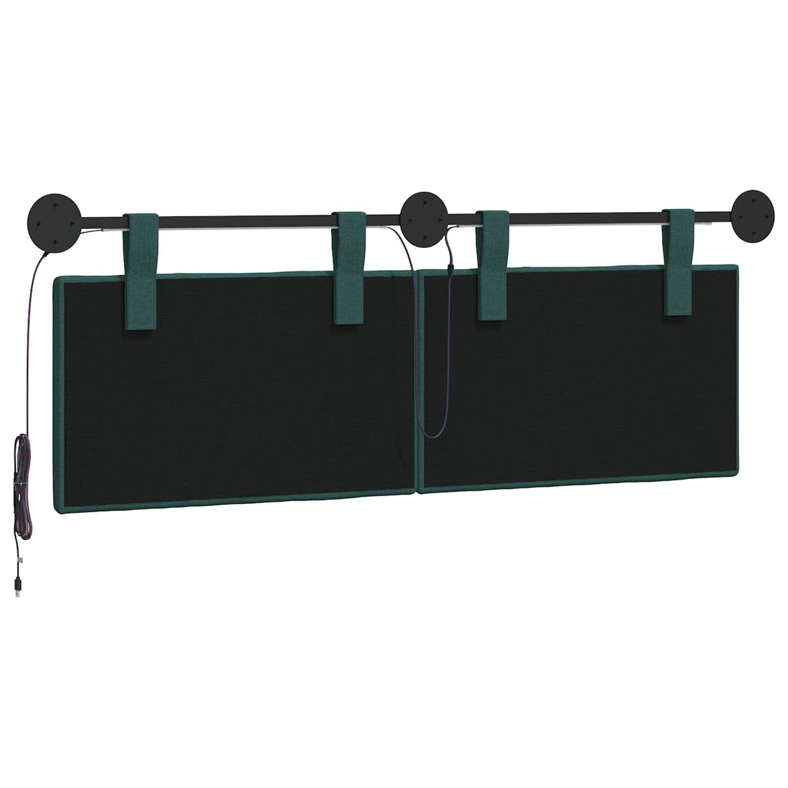 Tête de lit suspendue Avec lumière LED Vert foncé Tissu - XIOS