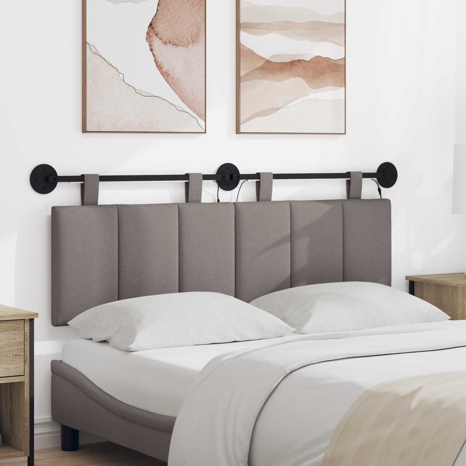 Tête de lit suspendue Avec lumière LED Taupe Tissu - XIOS