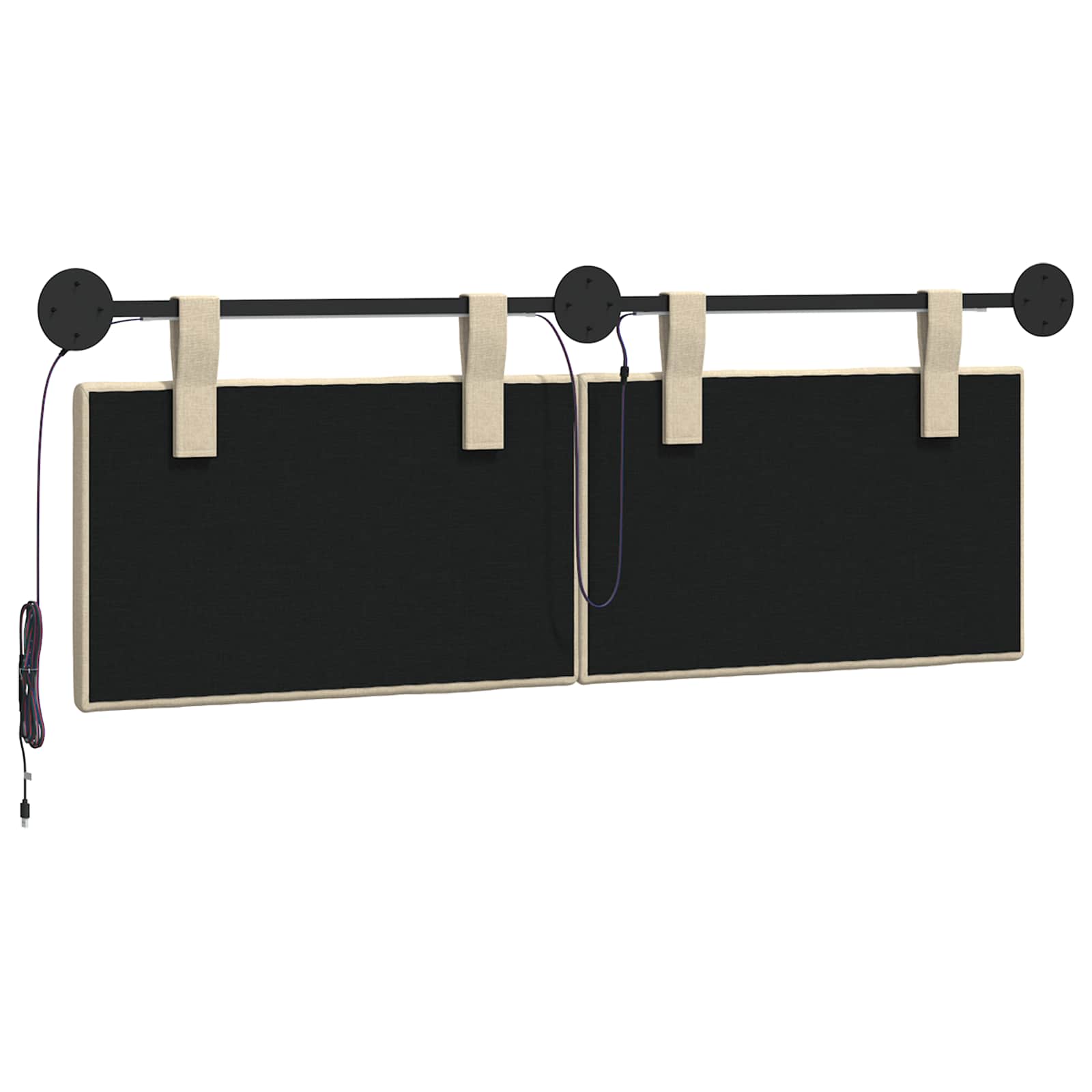 Tête de lit suspendue Avec lumière LED Crème Tissu - XIOS