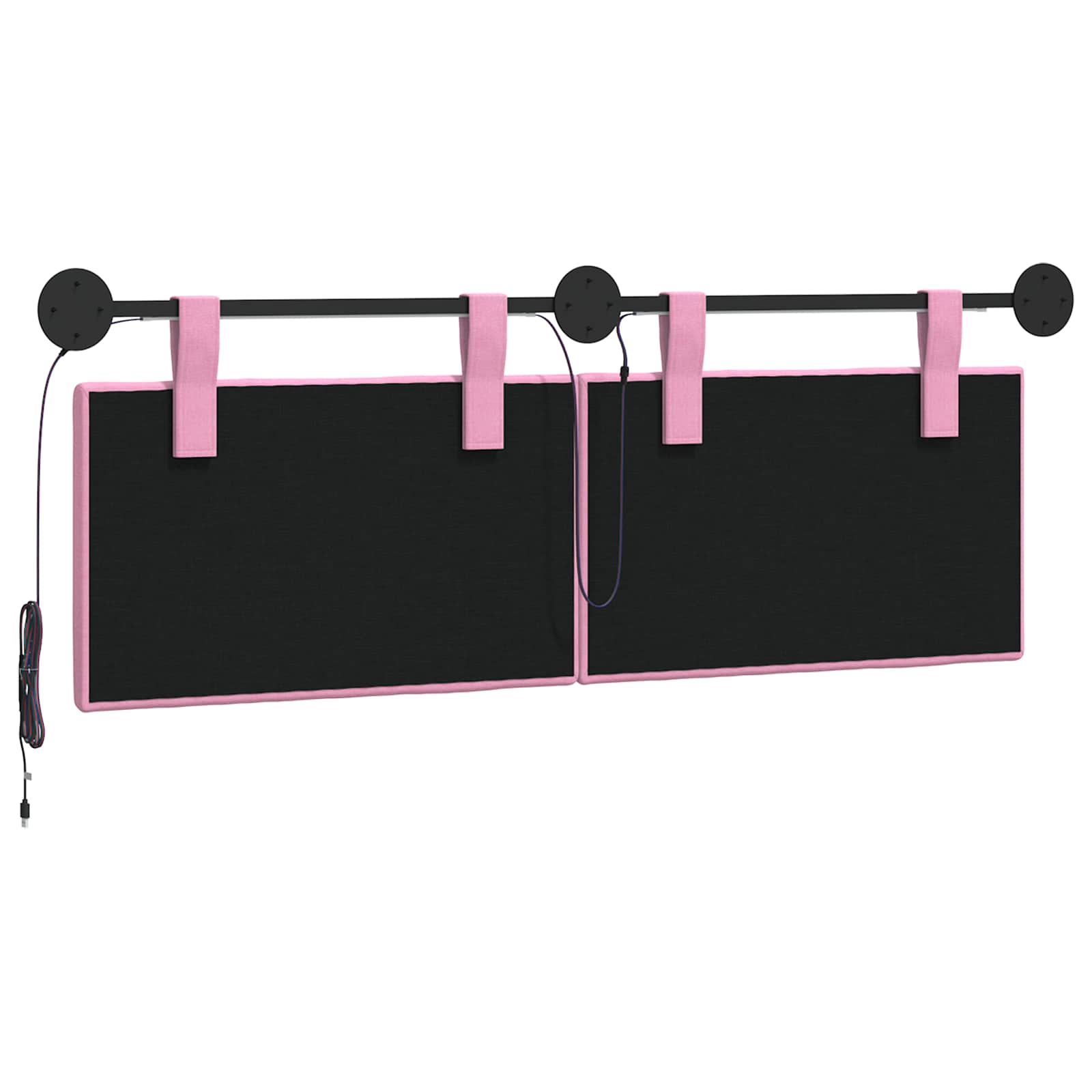Tête de lit suspendue Avec lumière LED Rose Tissu - XIOS