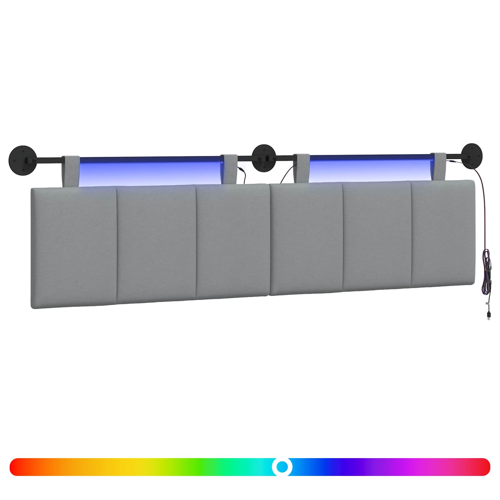 Tête de lit suspendue Avec lumière LED Gris clair Tissu - XIOS