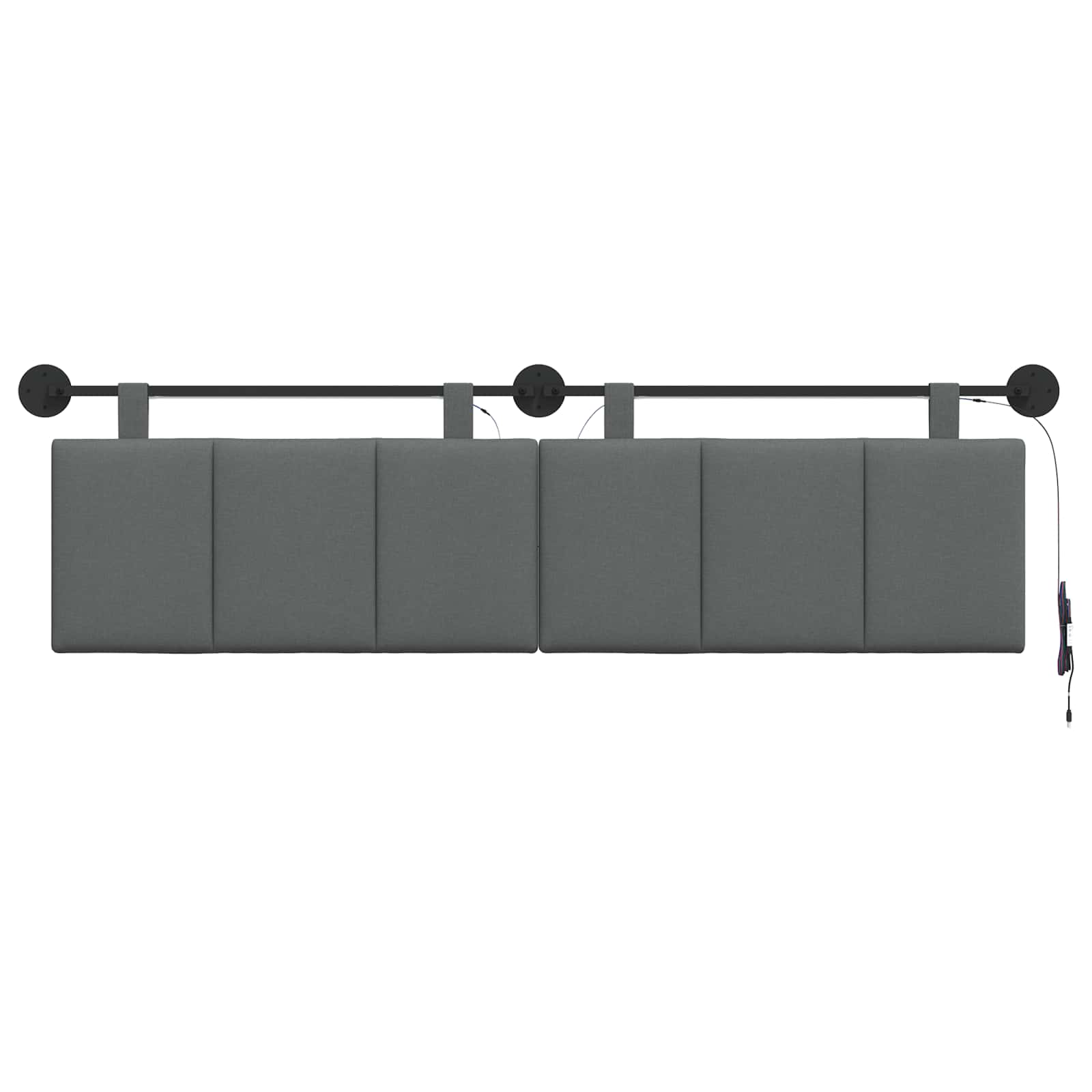 Tête de lit suspendue Avec lumière LED Gris foncé Tissu - XIOS