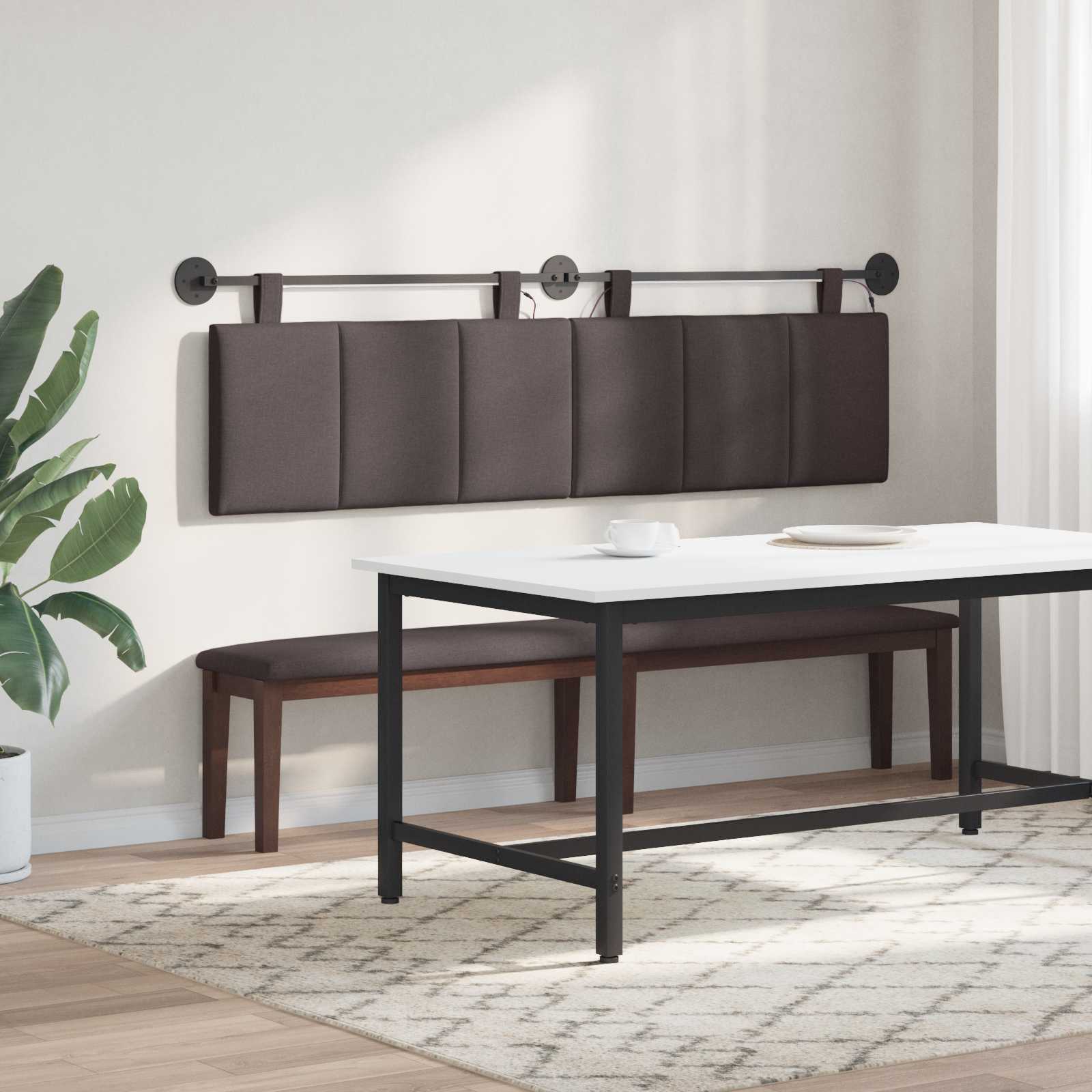 Tête de lit suspendue Avec lumière LED Marron foncé Tissu - XIOS