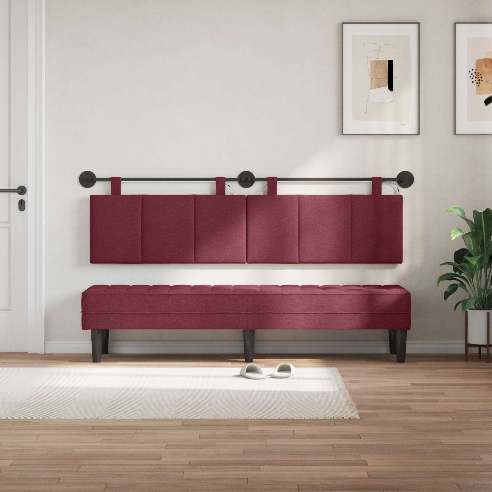Tête de lit suspendue Avec lumière LED Bordeaux Tissu - XIOS