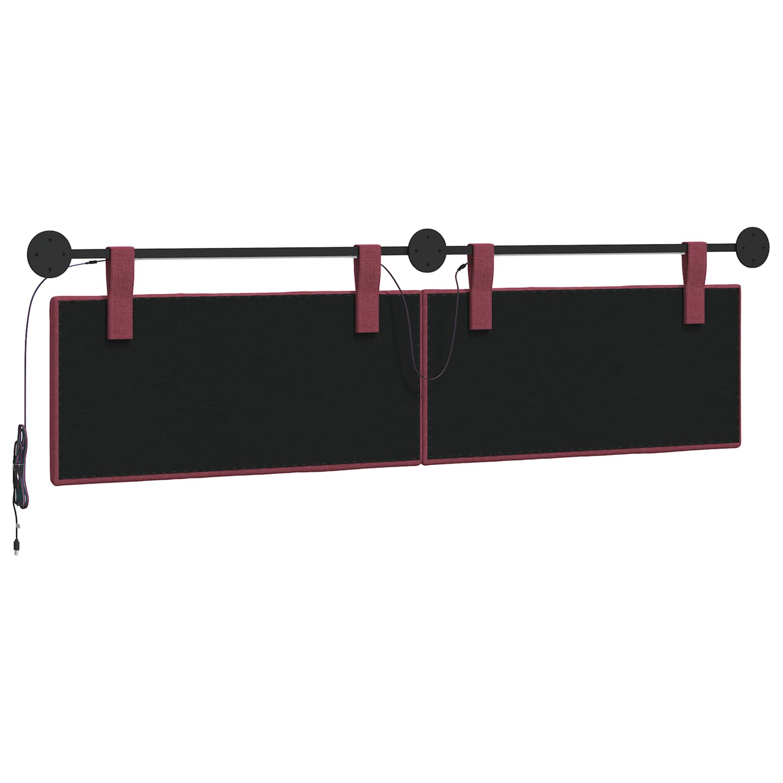 Tête de lit suspendue Avec lumière LED Bordeaux Tissu - XIOS