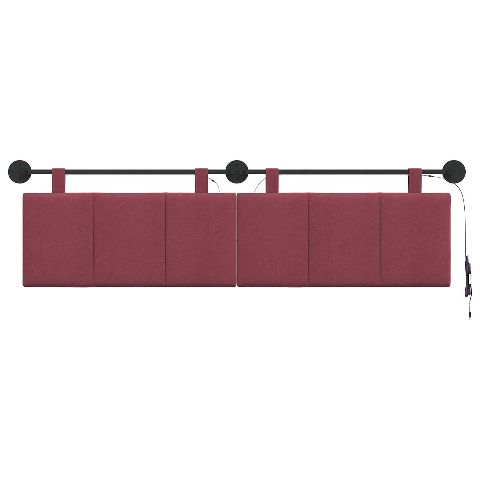 Tête de lit suspendue Avec lumière LED Bordeaux Tissu - XIOS