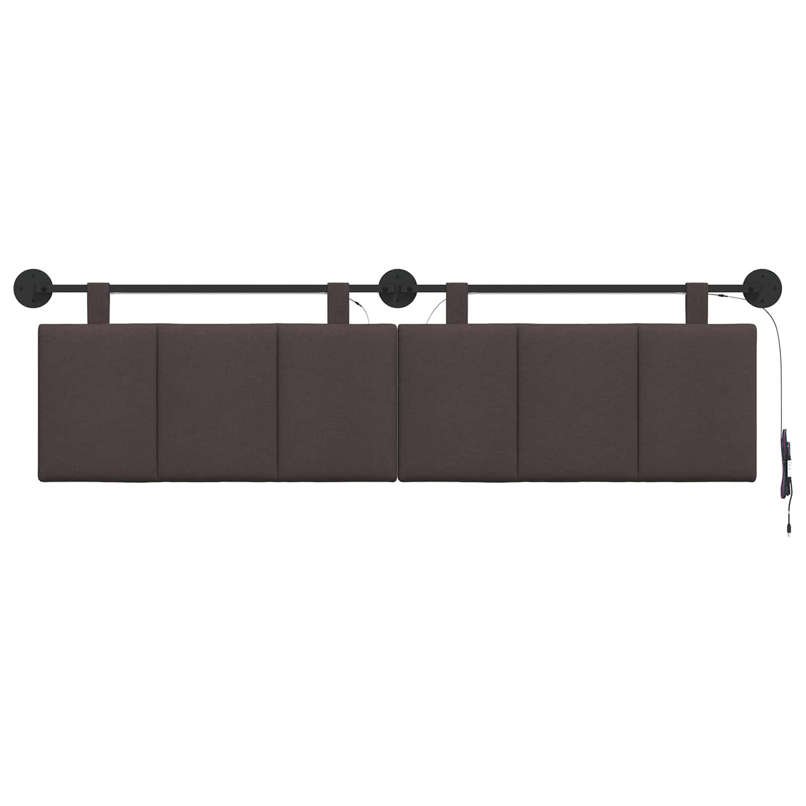 Tête de lit suspendue Avec lumière LED Marron foncé Tissu - XIOS