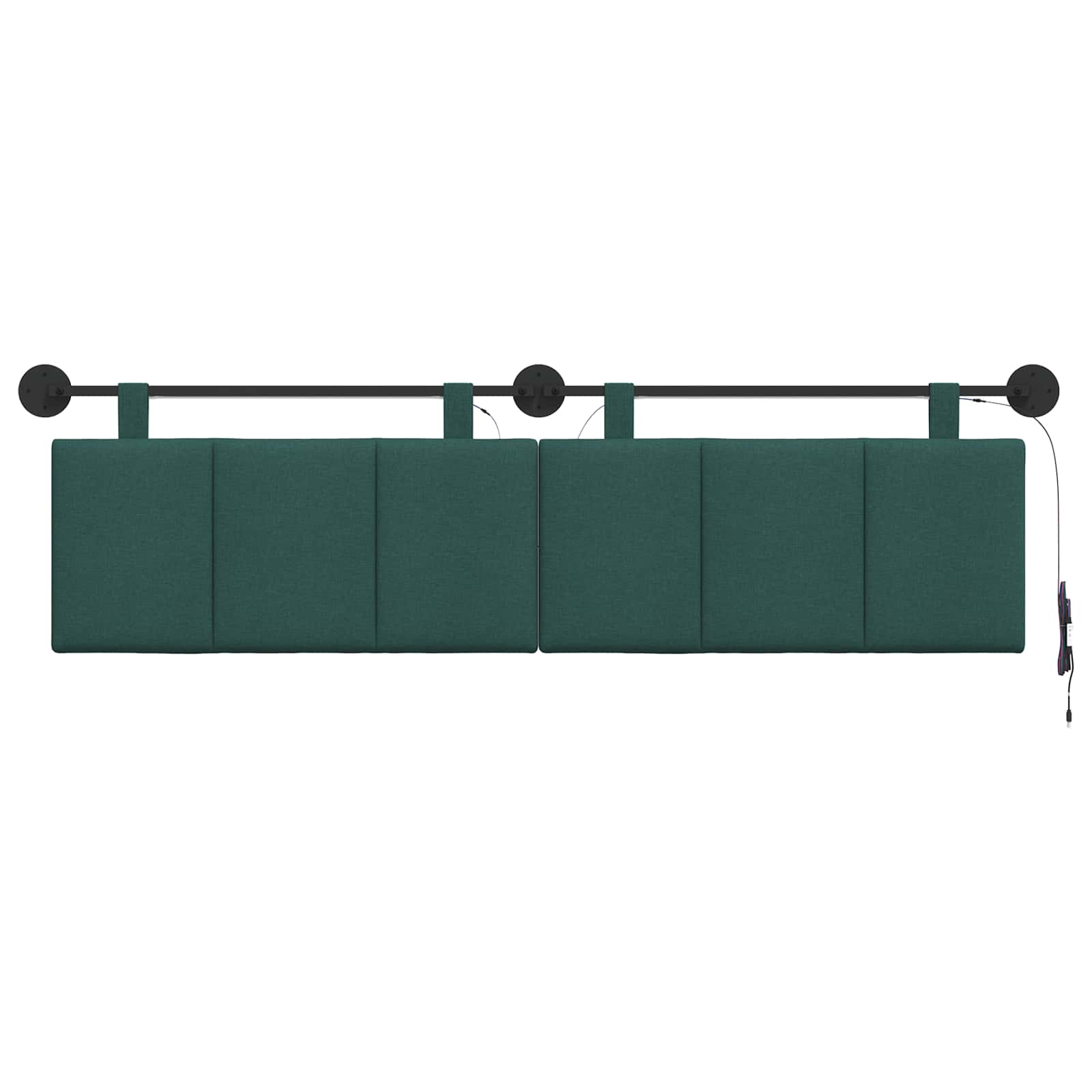 Tête de lit suspendue Avec lumière LED Vert foncé Tissu - XIOS