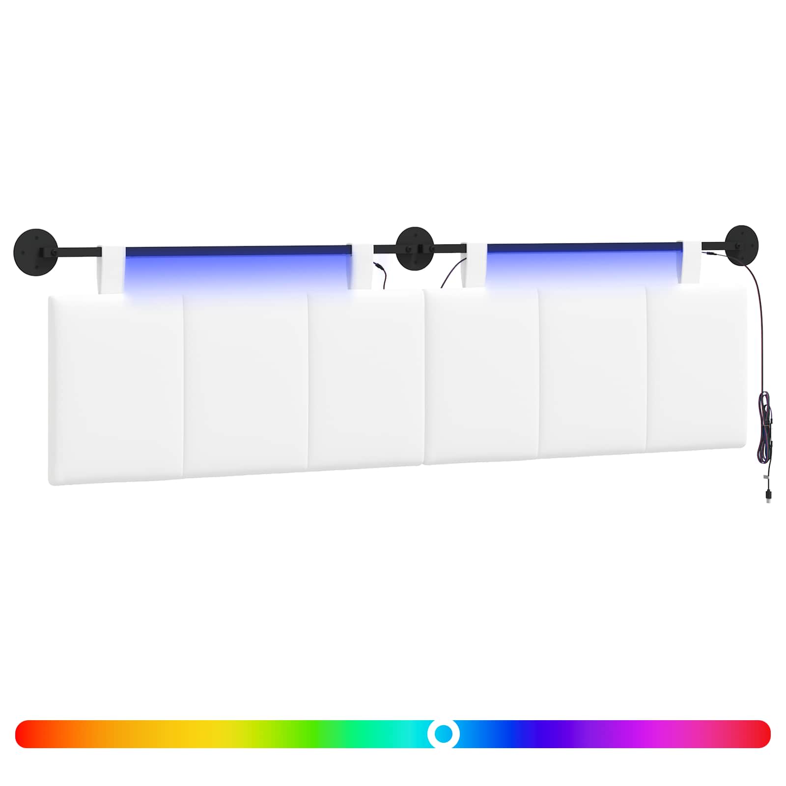 Tête de lit suspendue Avec lumière LED Blanc Tissu - XIOS
