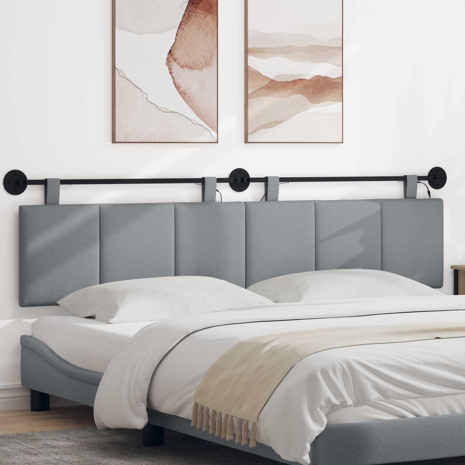 Tête de lit suspendue Avec lumière LED Gris clair Tissu - XIOS