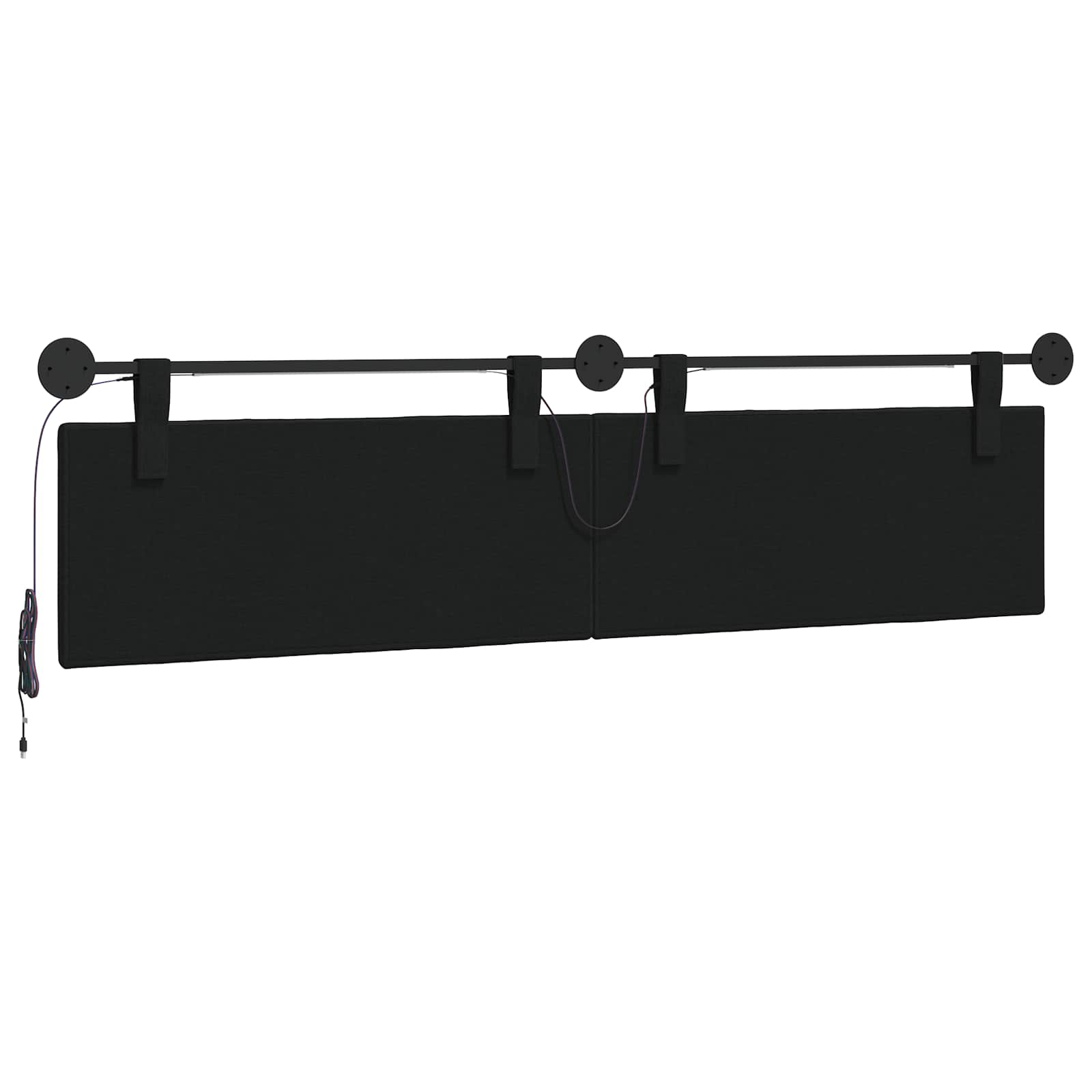 Tête de lit suspendue Avec lumière LED Noir Tissu - XIOS