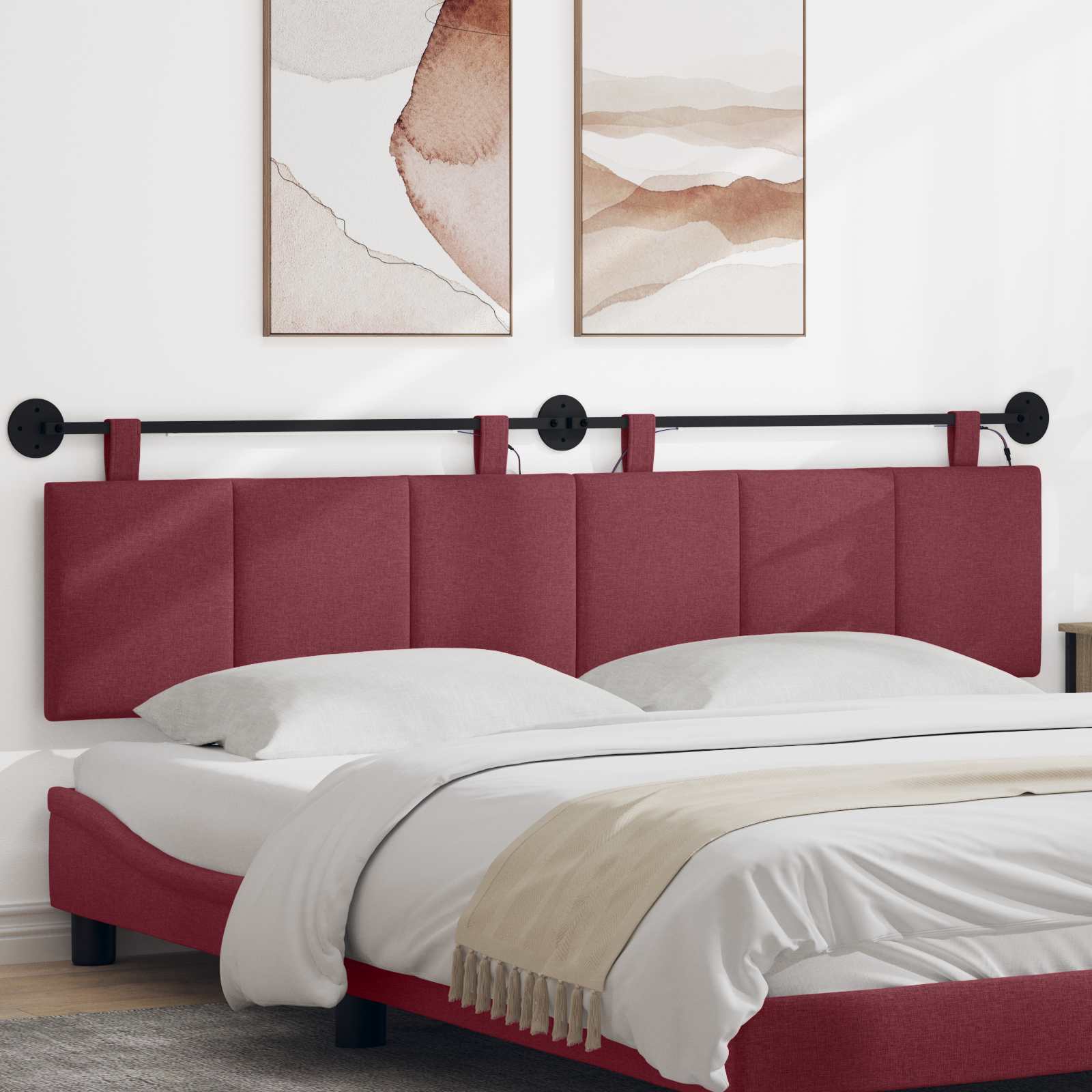 Tête de lit suspendue Avec lumière LED Bordeaux Tissu - XIOS