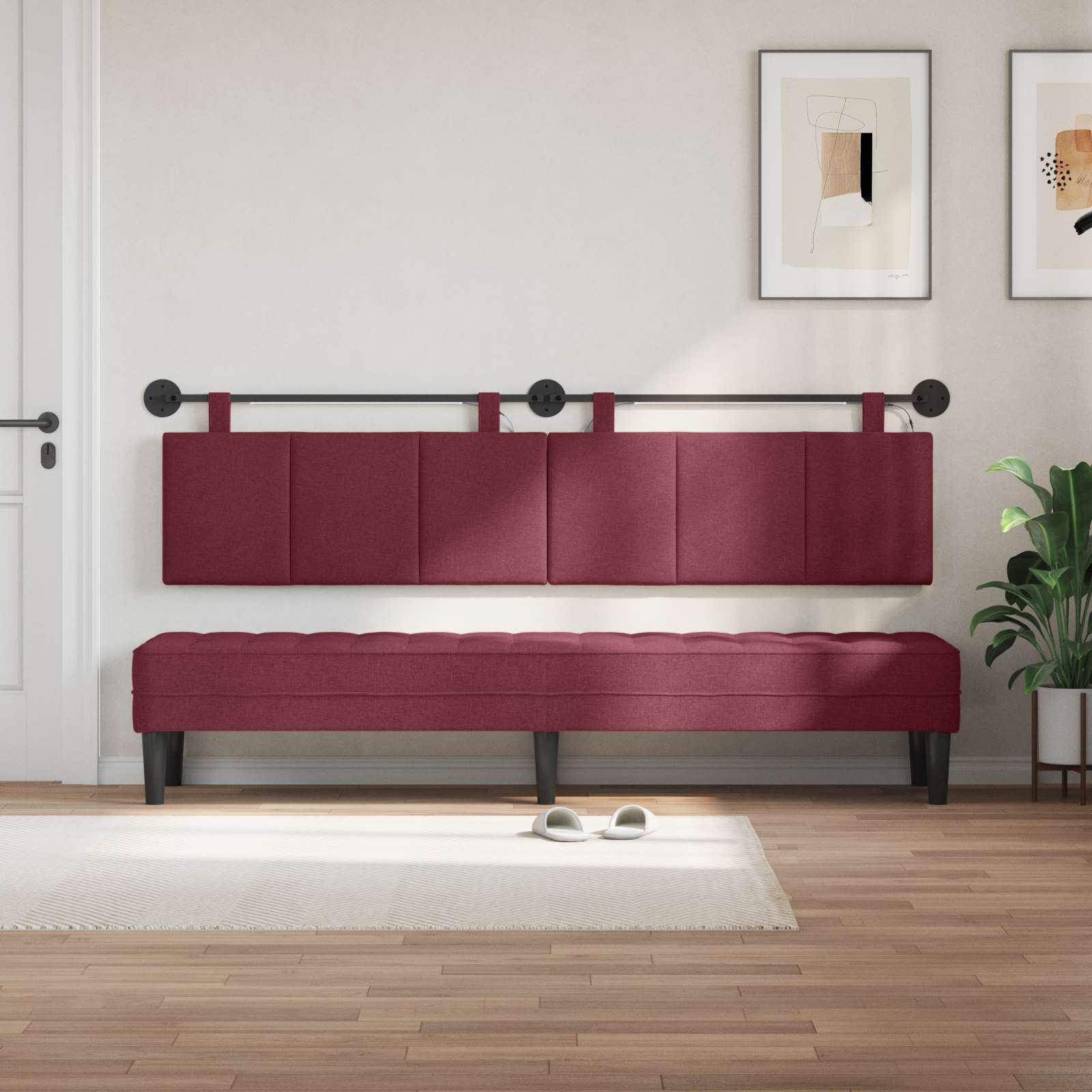 Tête de lit suspendue Avec lumière LED Bordeaux Tissu - XIOS