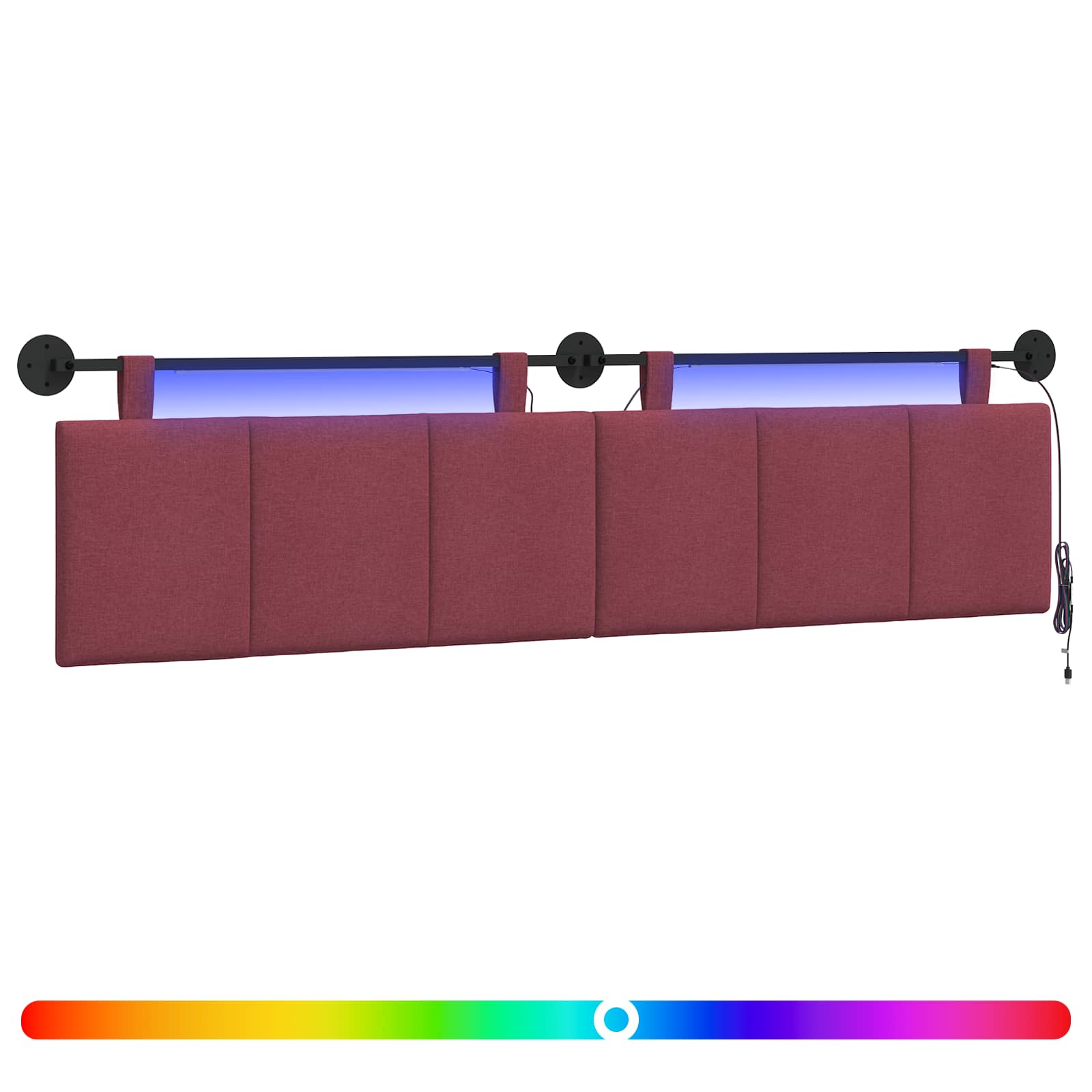Tête de lit suspendue Avec lumière LED Bordeaux Tissu - XIOS