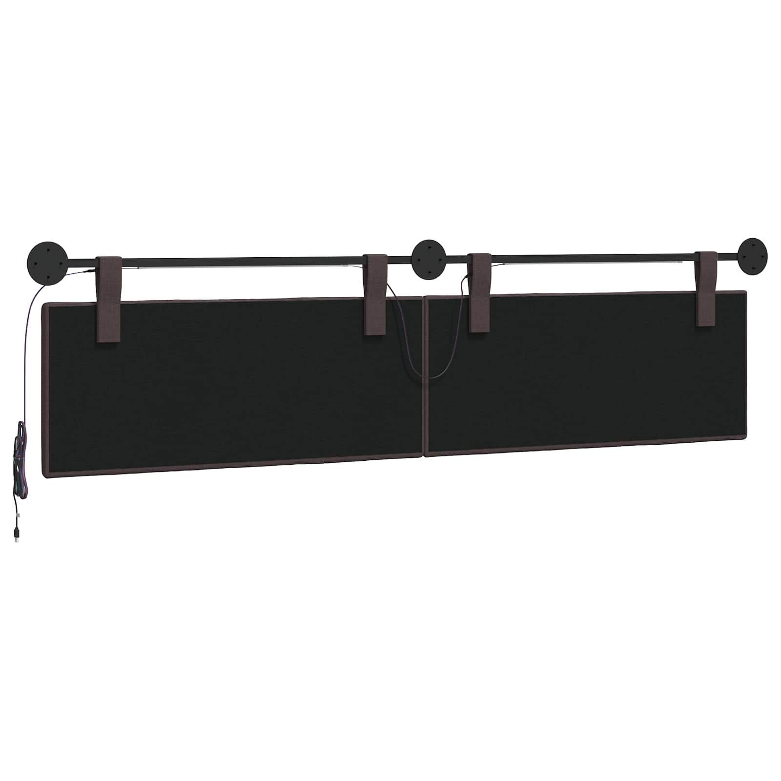 Tête de lit suspendue Avec lumière LED Marron foncé Tissu - XIOS