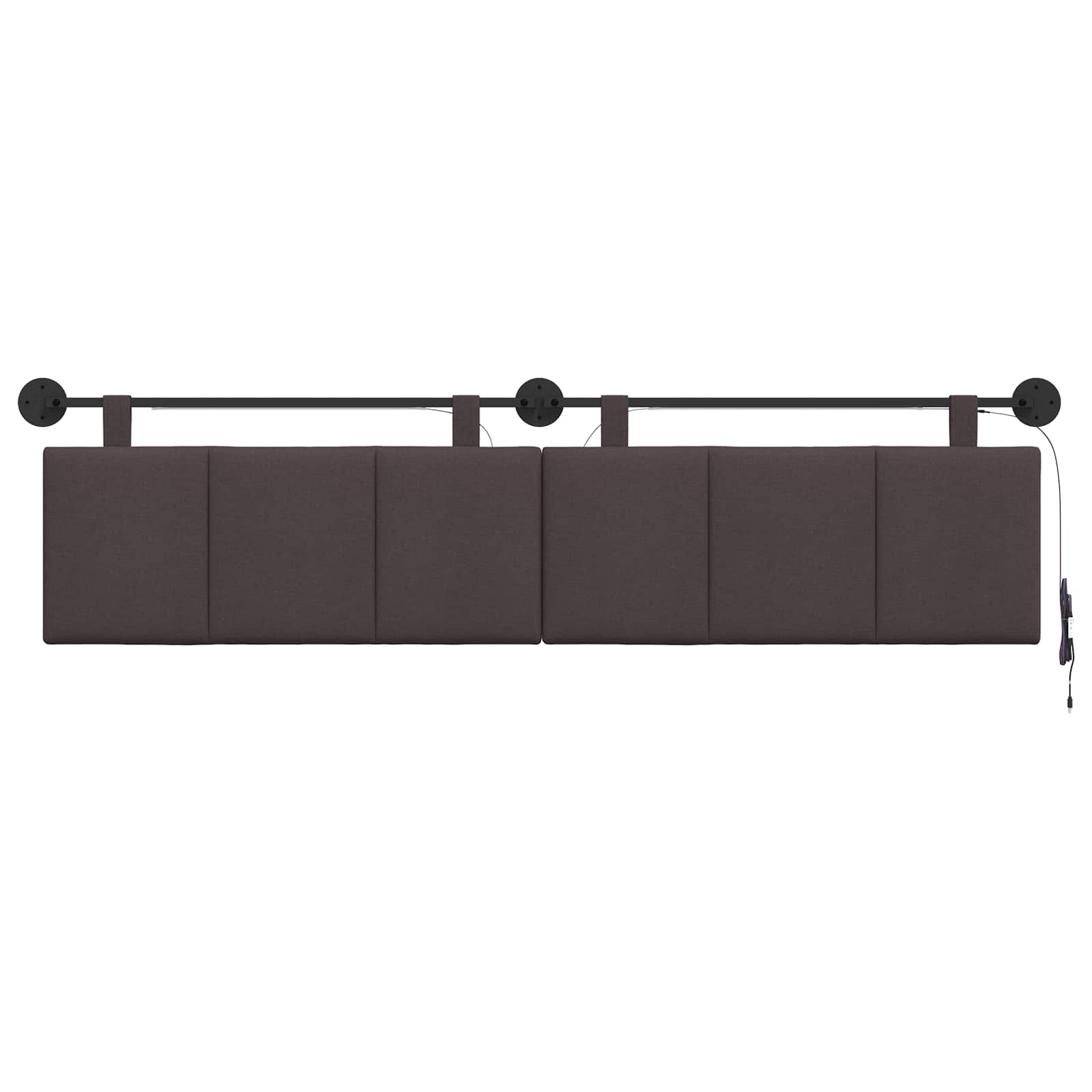 Tête de lit suspendue Avec lumière LED Marron foncé Tissu - XIOS