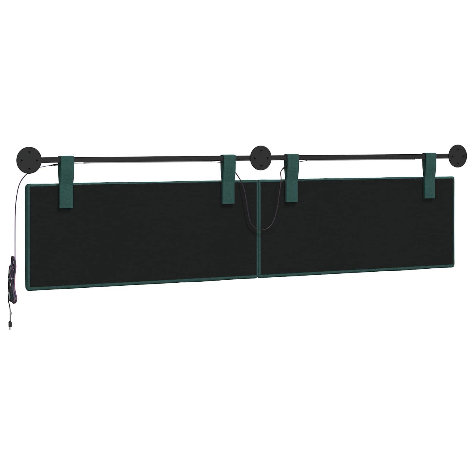 Tête de lit suspendue Avec lumière LED Vert foncé Tissu - XIOS