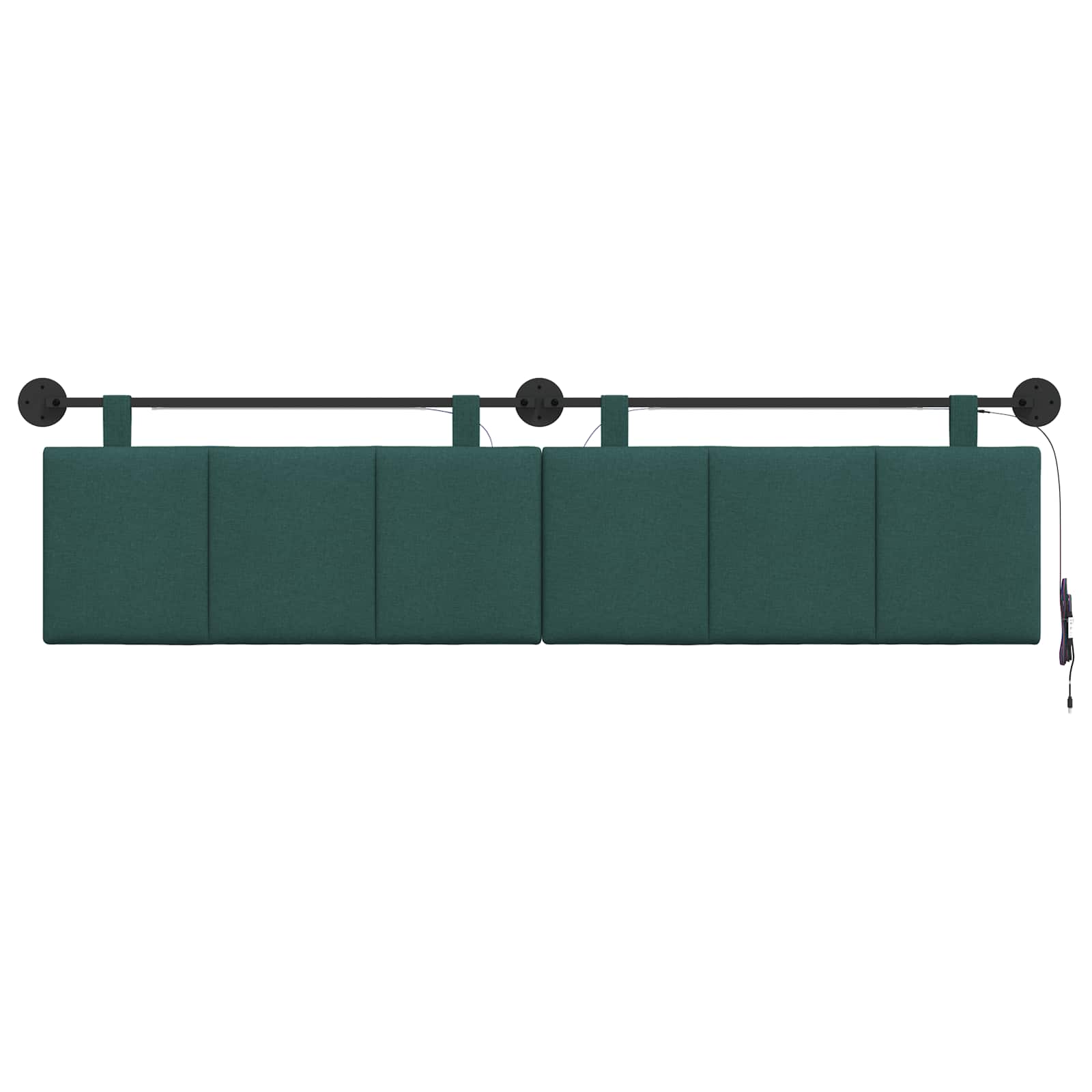 Tête de lit suspendue Avec lumière LED Vert foncé Tissu - XIOS