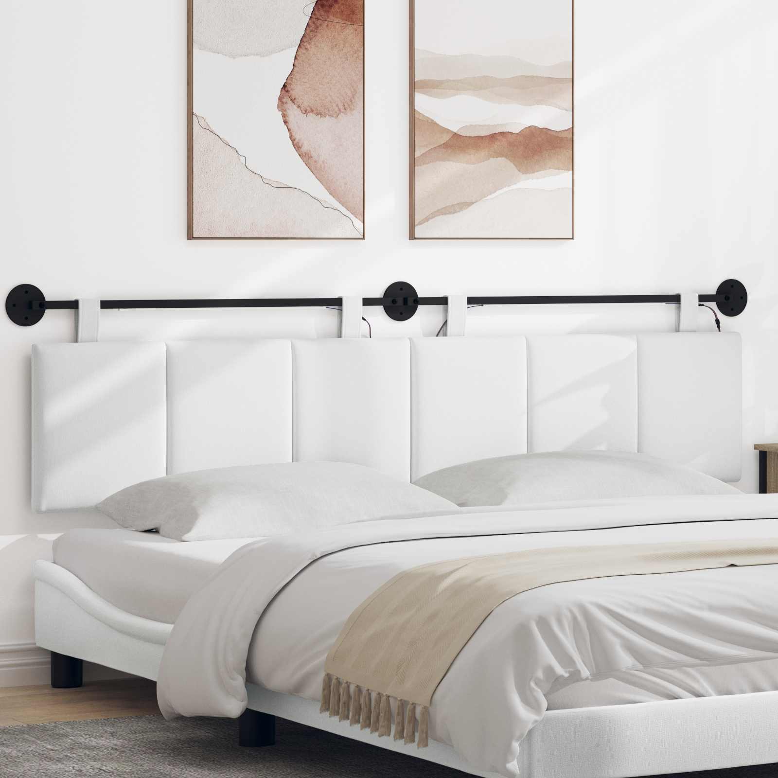Tête de lit suspendue Avec lumière LED Blanc Tissu - XIOS