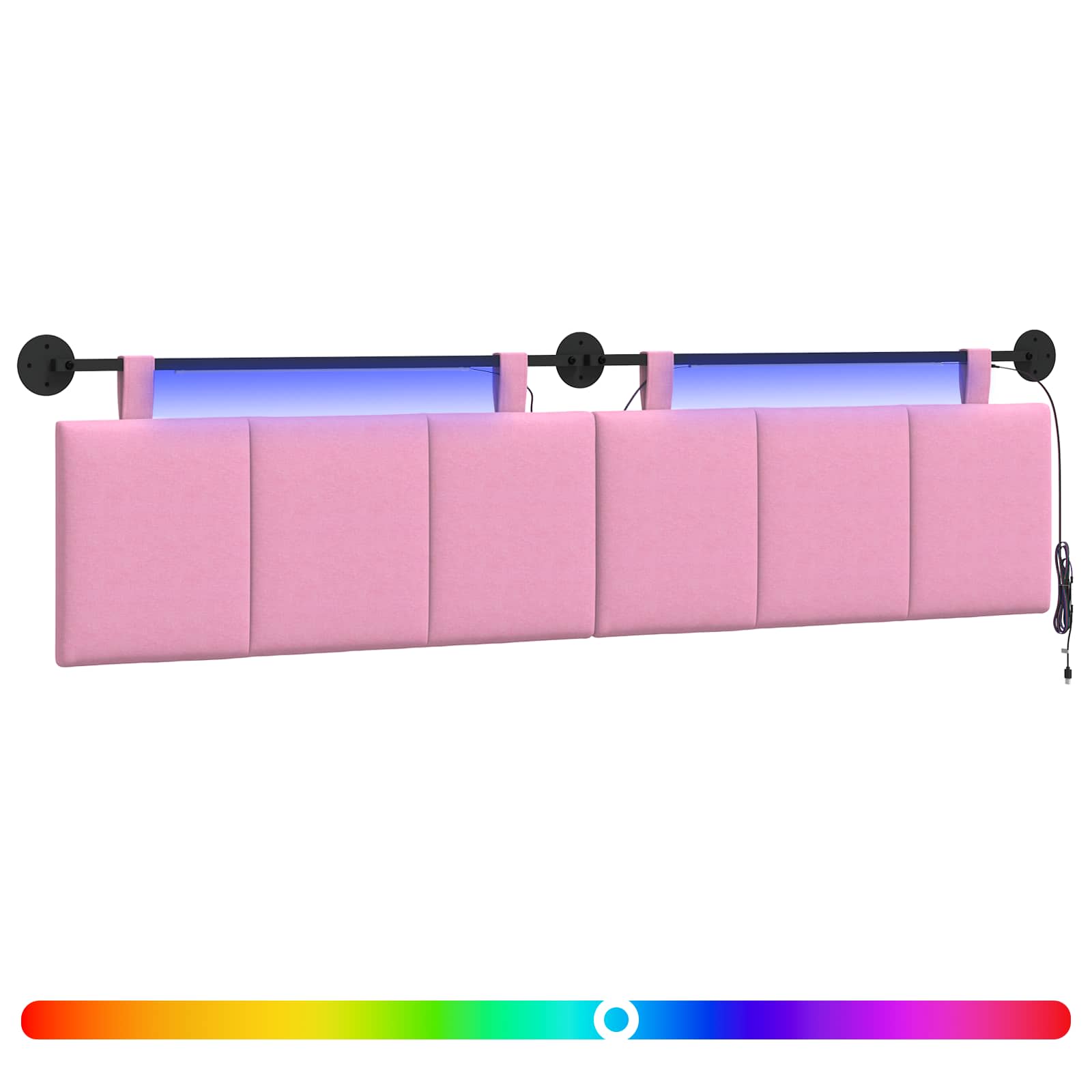 Tête de lit suspendue Avec lumière LED Rose Tissu - XIOS
