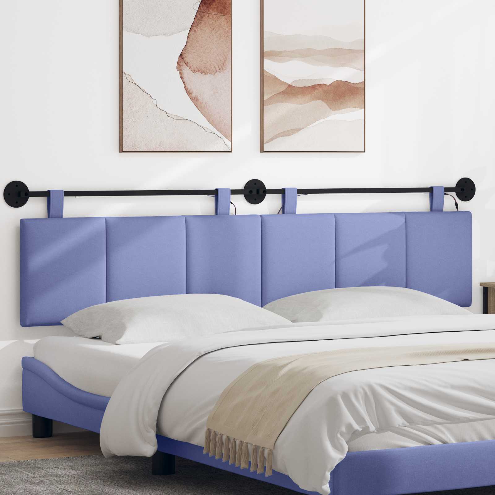 Tête de lit suspendue Avec lumière LED Bleu denim Tissu - XIOS