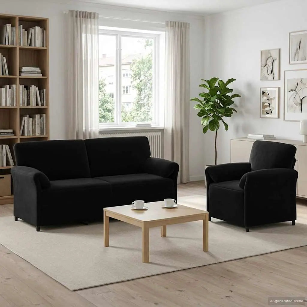 Ensemble de Canapés 2 pc Noir Velours - XIOS