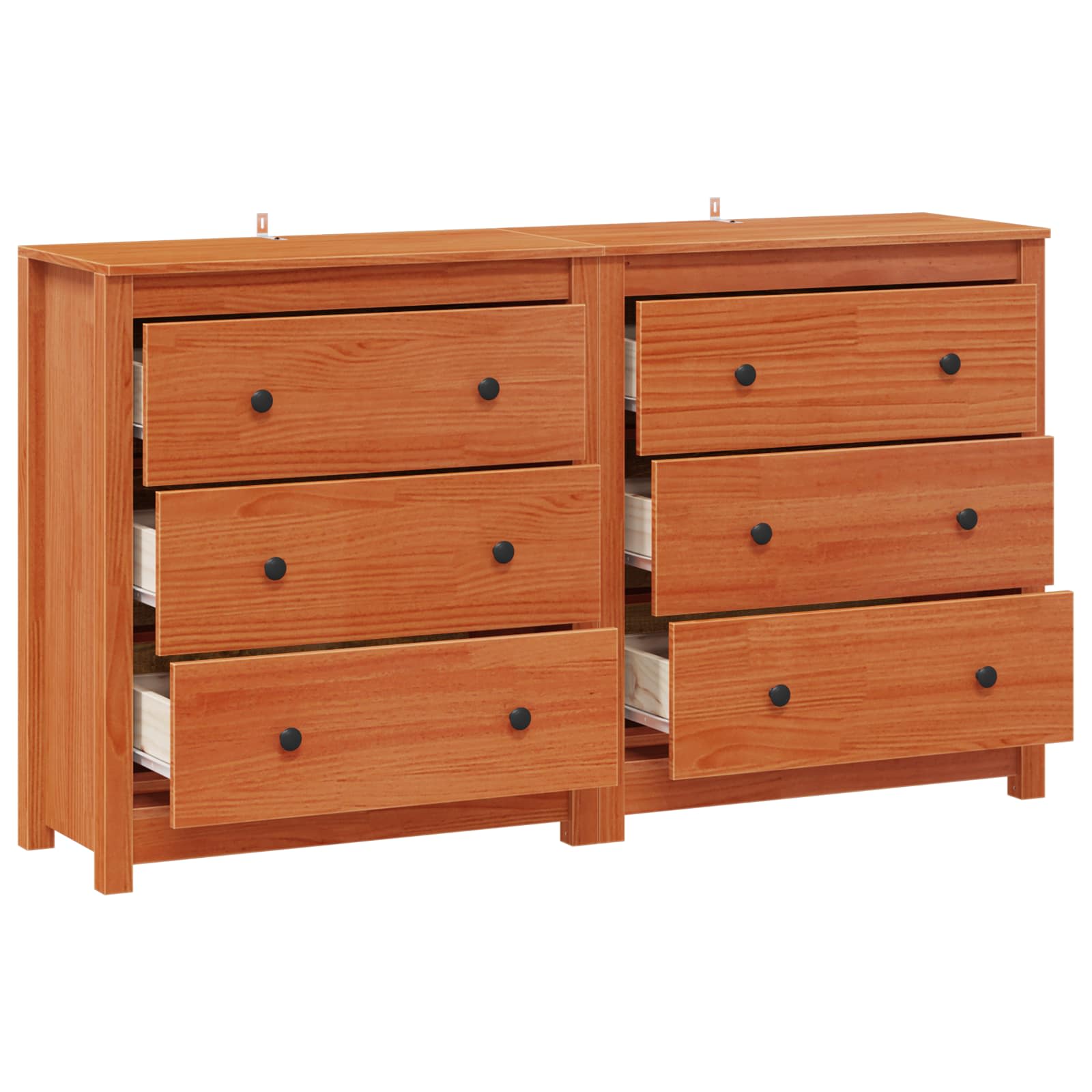 Buffet avec tiroir 2 pcs Brun Ciré 140 x 35 x 80 cm Pin massif - XIOS