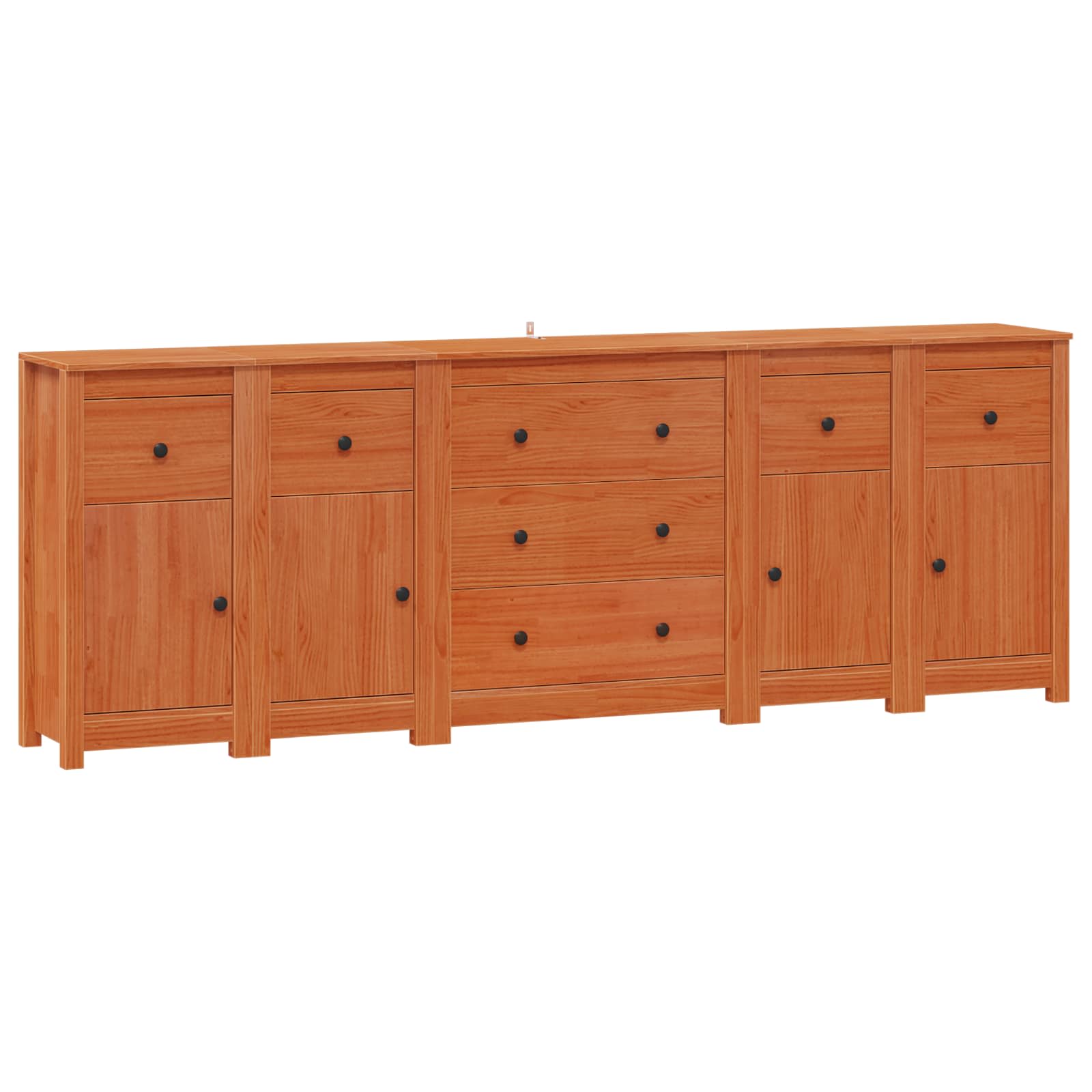 Buffet avec tiroir 5 pcs Brun Ciré Pin massif - XIOS