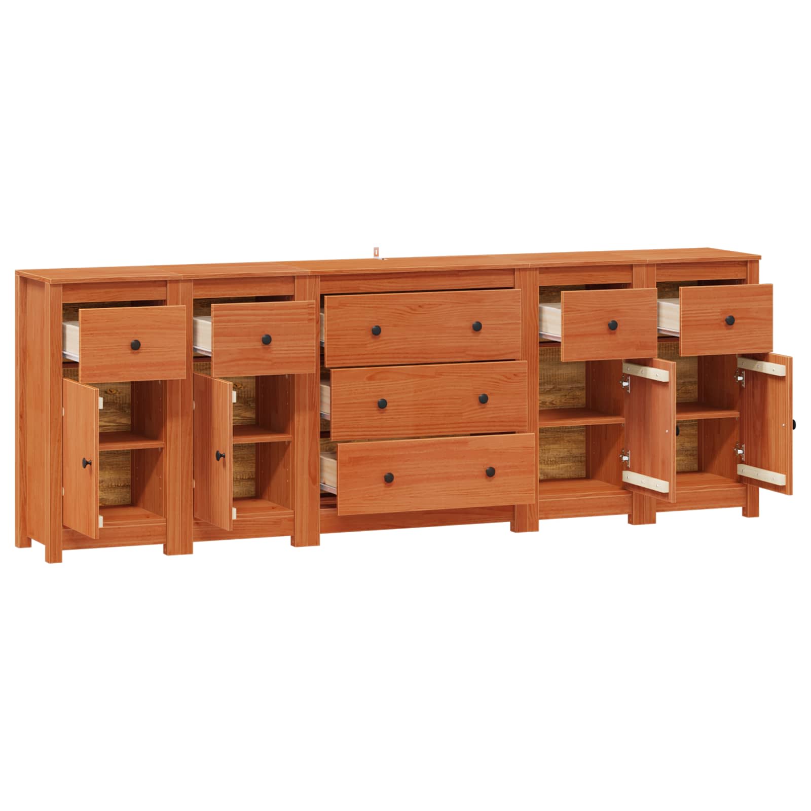 Buffet avec tiroir 5 pcs Brun Ciré Pin massif - XIOS