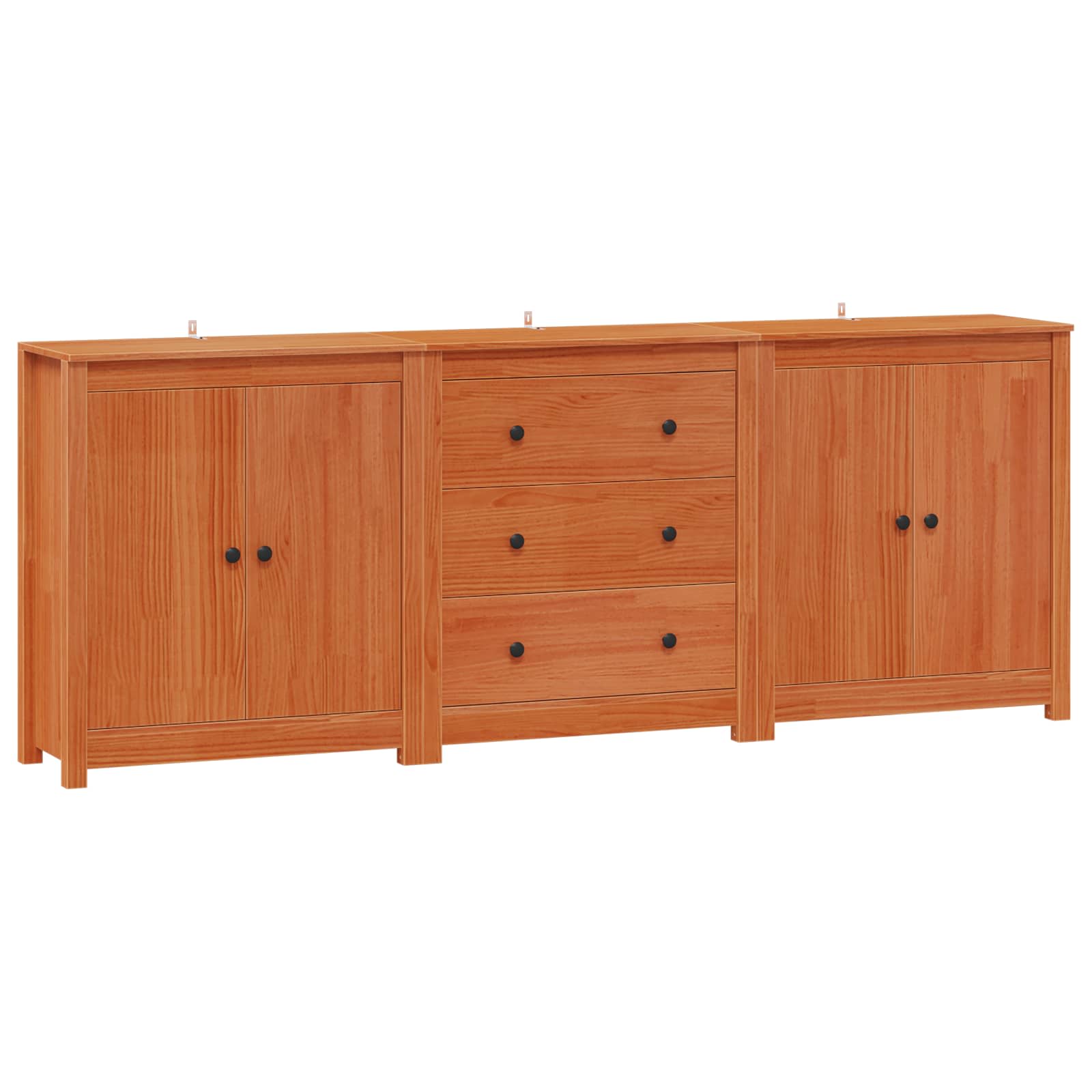 Buffet avec tiroir 3 pcs Brun Ciré Pin massif - XIOS