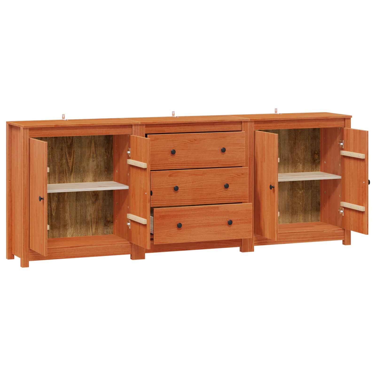 Buffet avec tiroir 3 pcs Brun Ciré Pin massif - XIOS