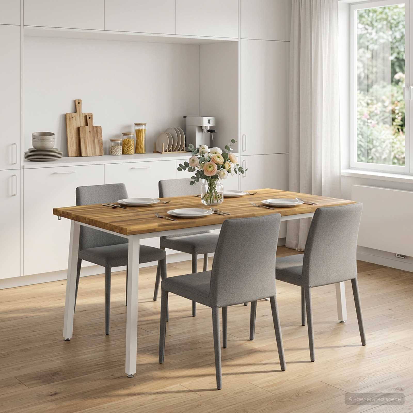 Table à manger en bord vivant 160 x 90 x 75 cm Blanc