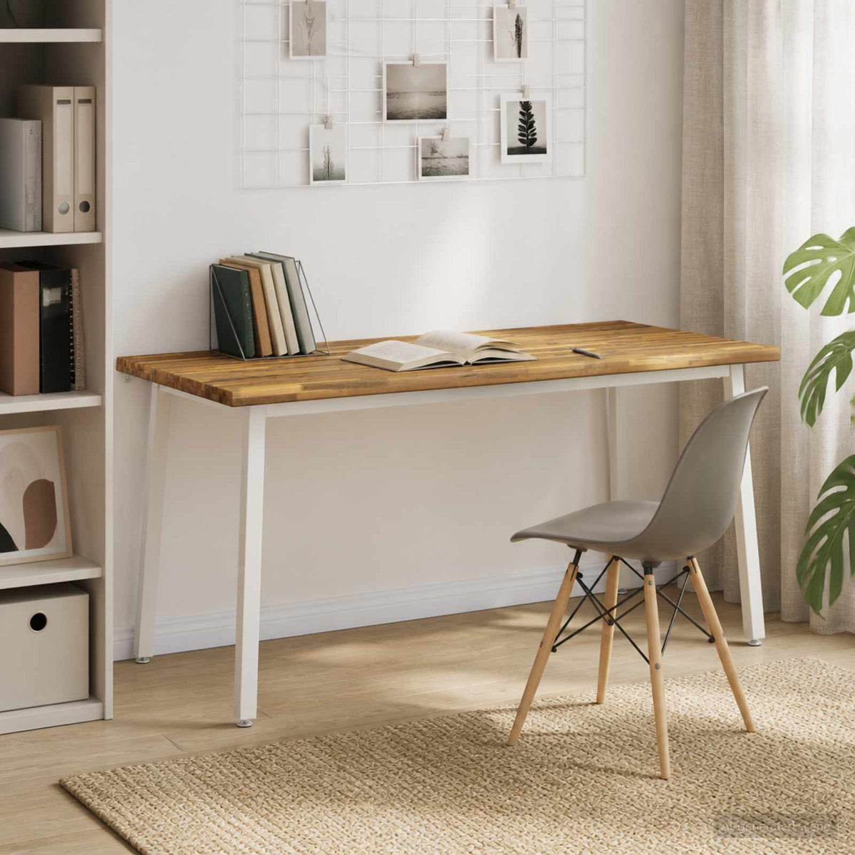 Table à manger en bord vivant 160 x 70 x 75 cm Blanc