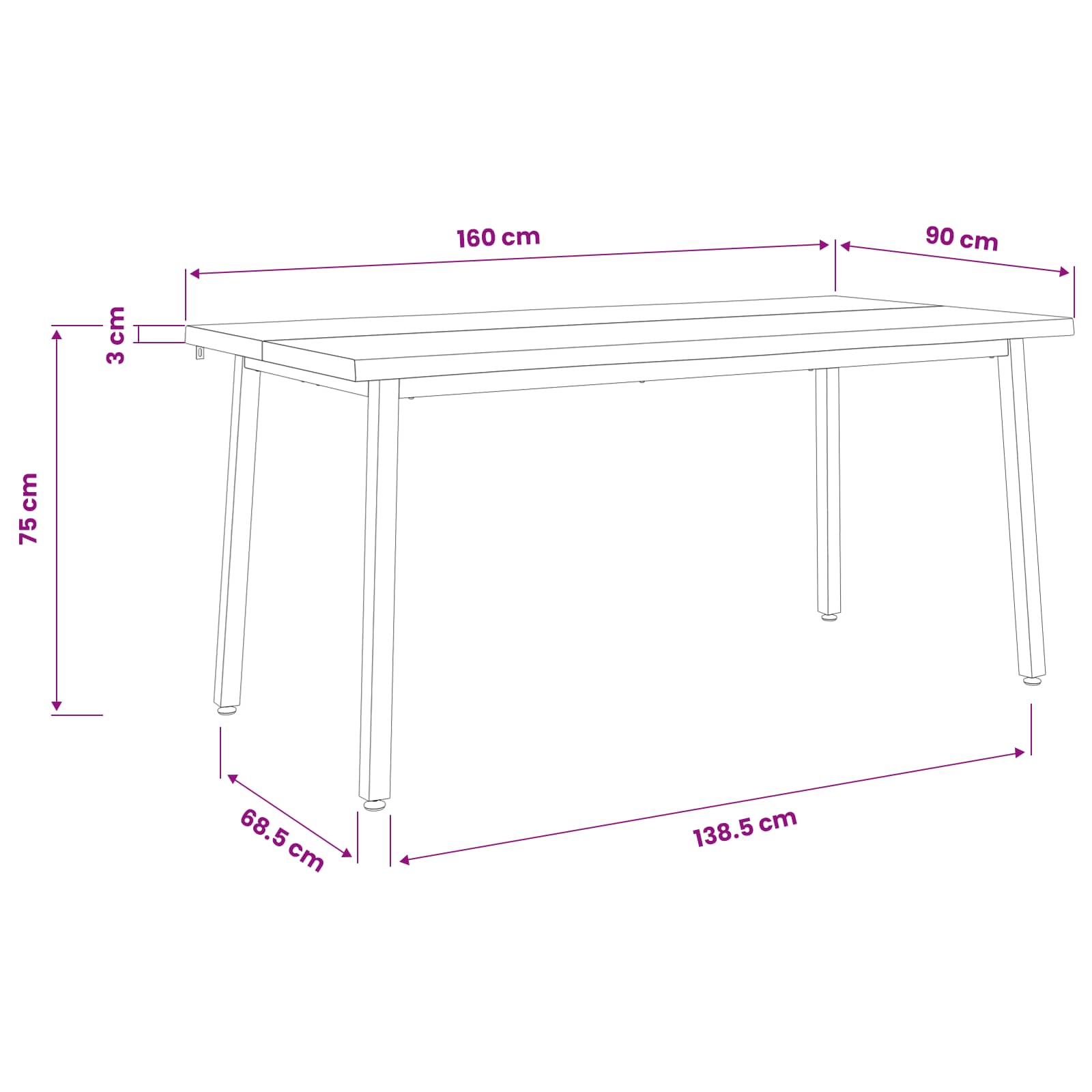 Table à manger en bord vivant 160 x 90 x 75 cm Marron foncé