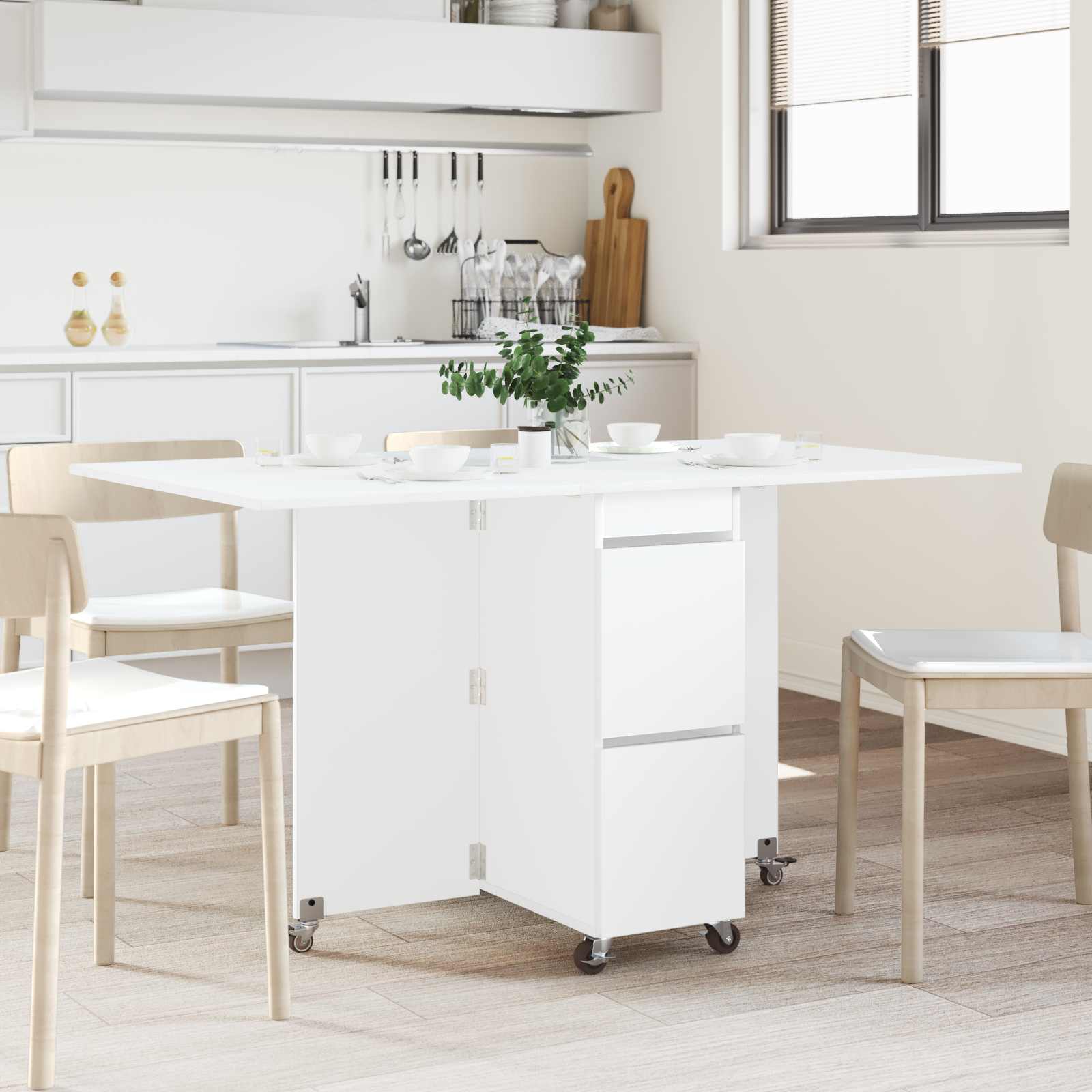 Table à dîner 2 pcs 140 x 80 x 77 cm Bois d'ingénierie Blanc - XIOS