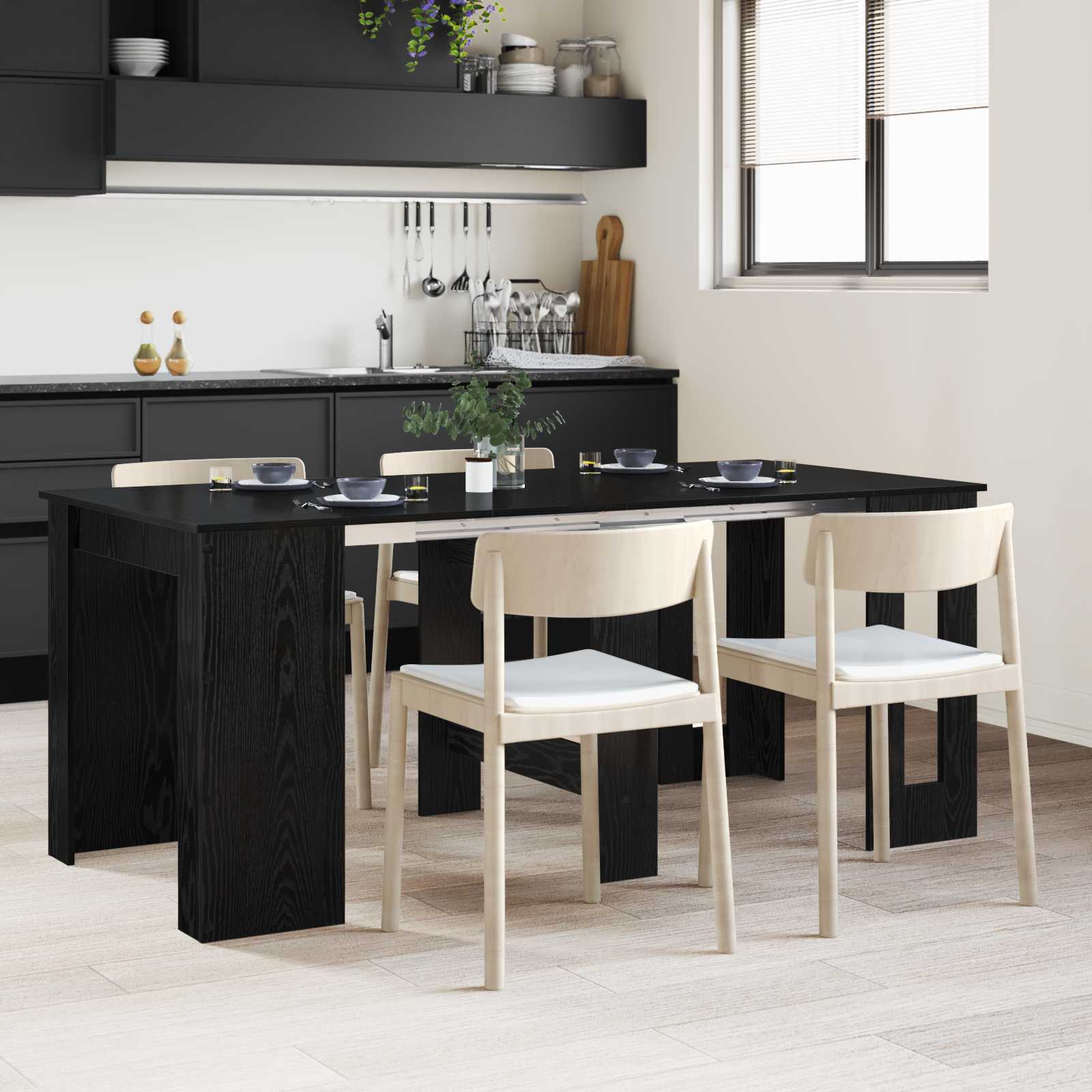 Table à dîner 180 x 85 x 75 cm Bois d'ingénierie Chêne noir - XIOS