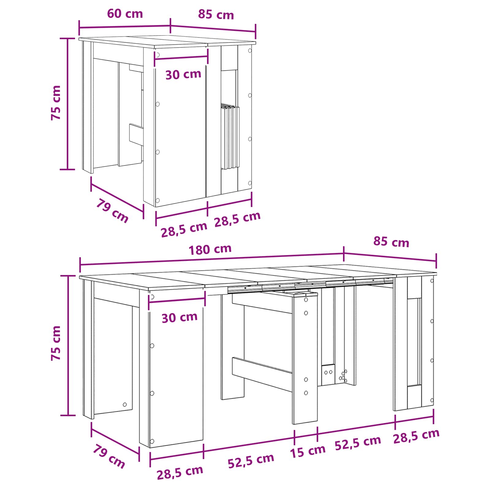 Table à dîner 180 x 85 x 75 cm Bois d'ingénierie Chêne fumé - XIOS