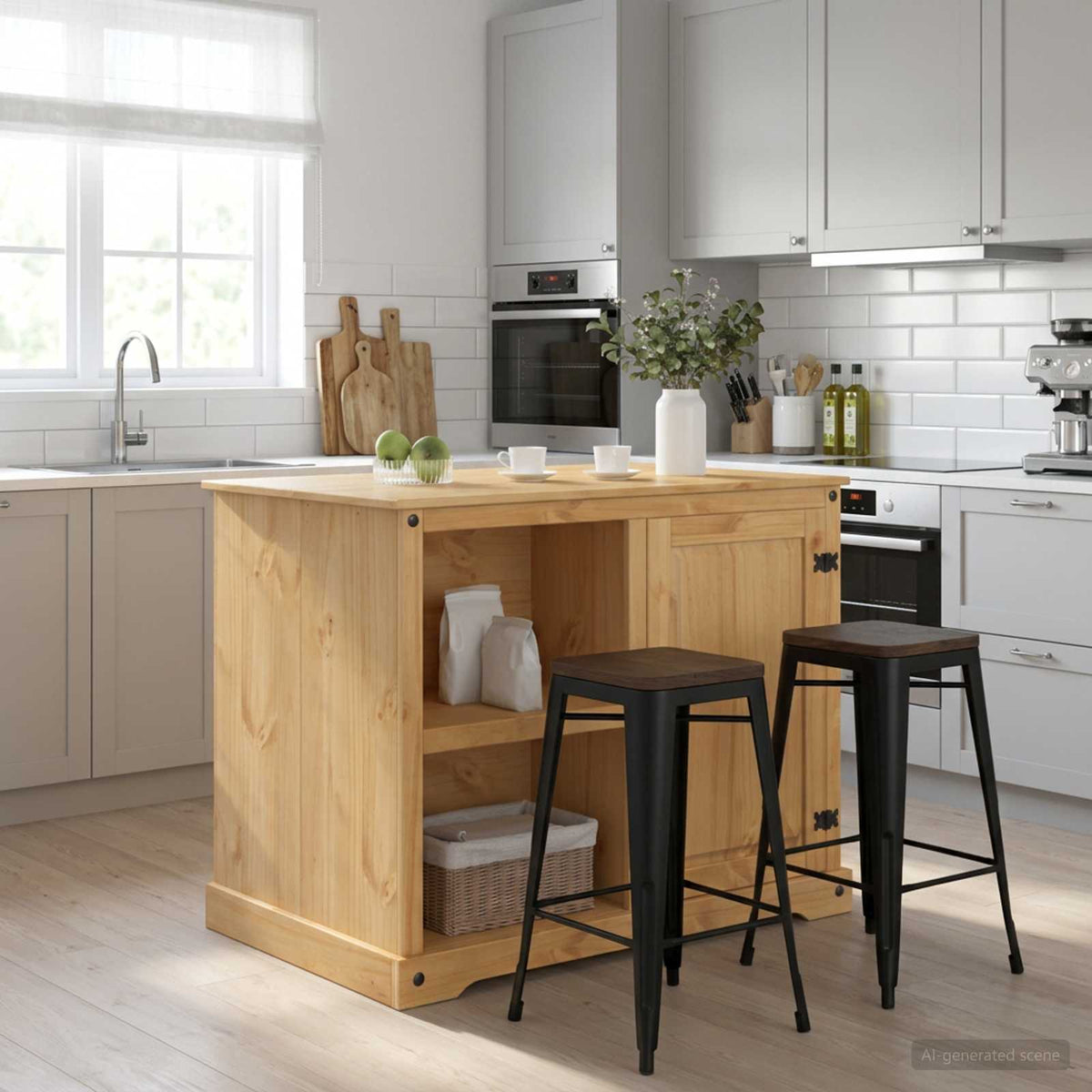 Ensemble Cuisine Îlot Cire de Miel 112 x 77 x 91,5 cm