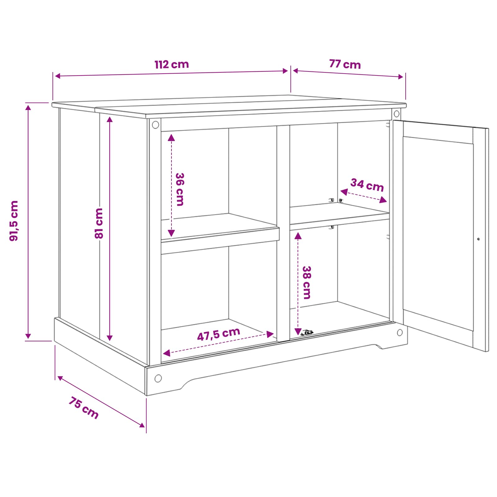 Chariot de cuisine 2 pcs Cire de Miel 112 x 77 x 91,5 cm - XIOS