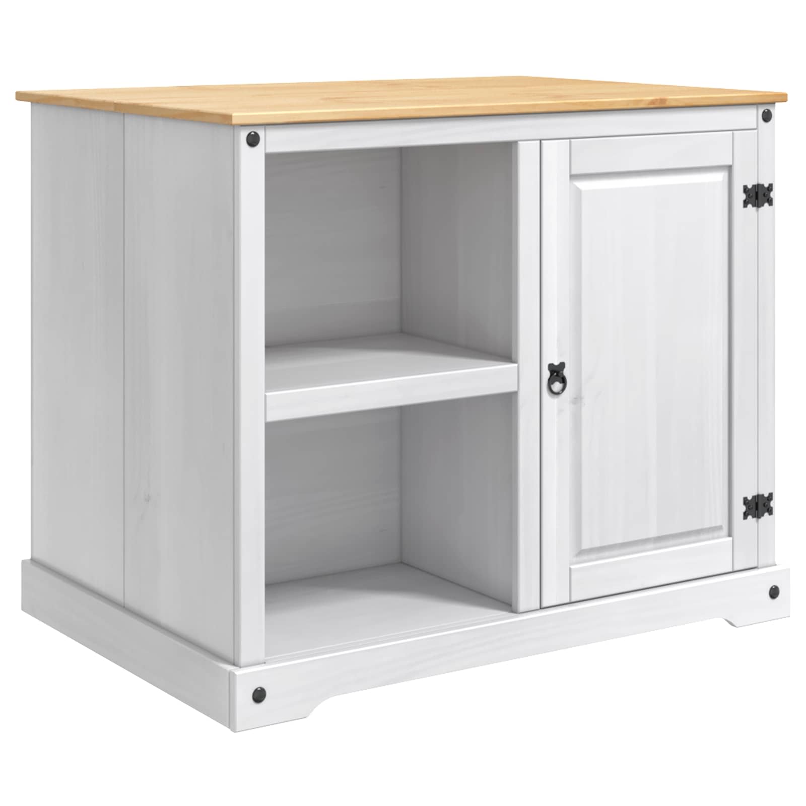 Chariot de cuisine 2 pcs Blanc et Cire de Miel Pin massif - XIOS