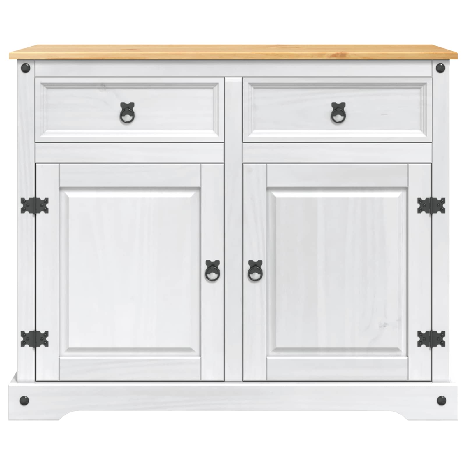 Chariot de cuisine 2 pcs Blanc et Cire de Miel Pin massif - XIOS